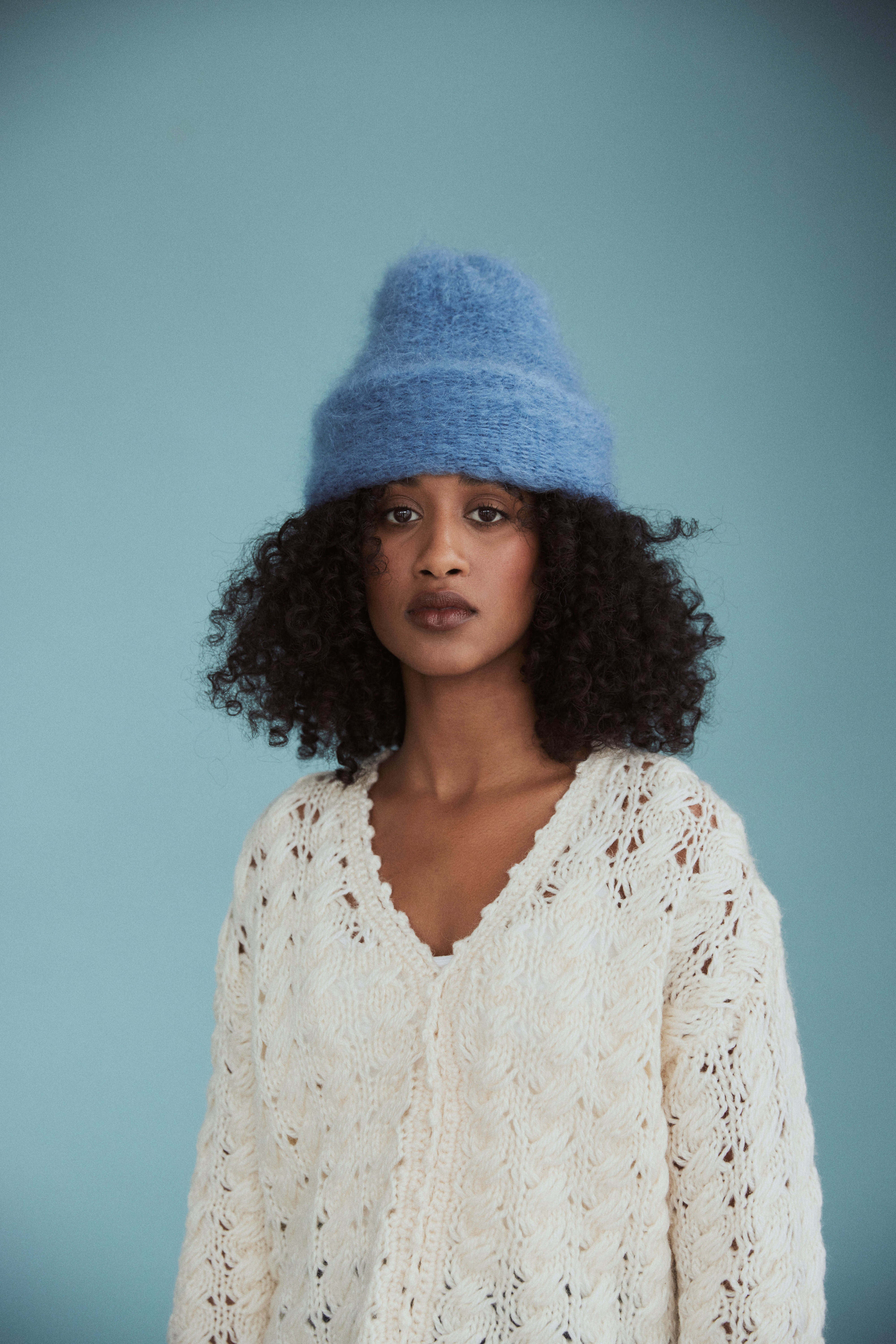 knitted mohair beanie