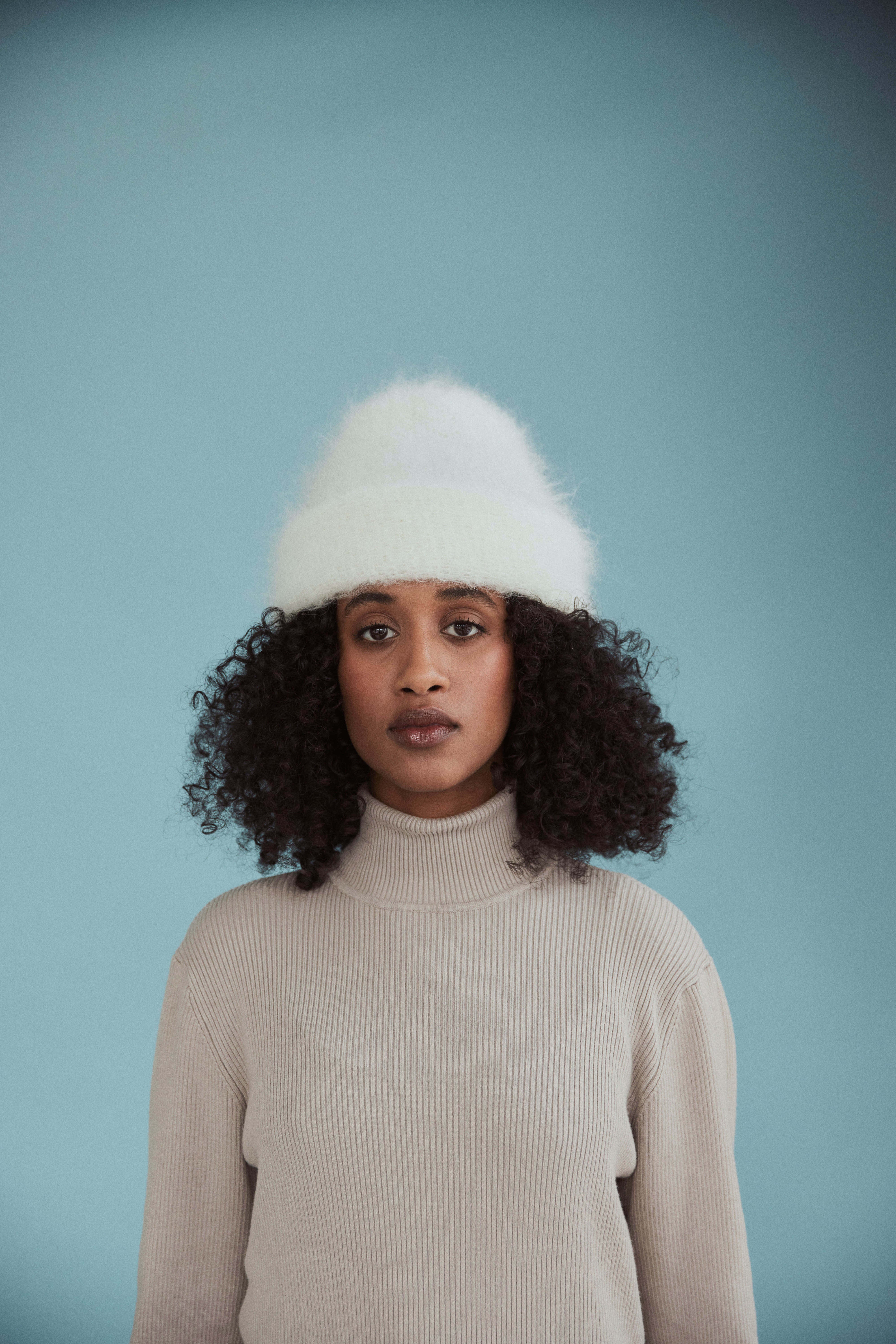 fuzzy mohair beanie