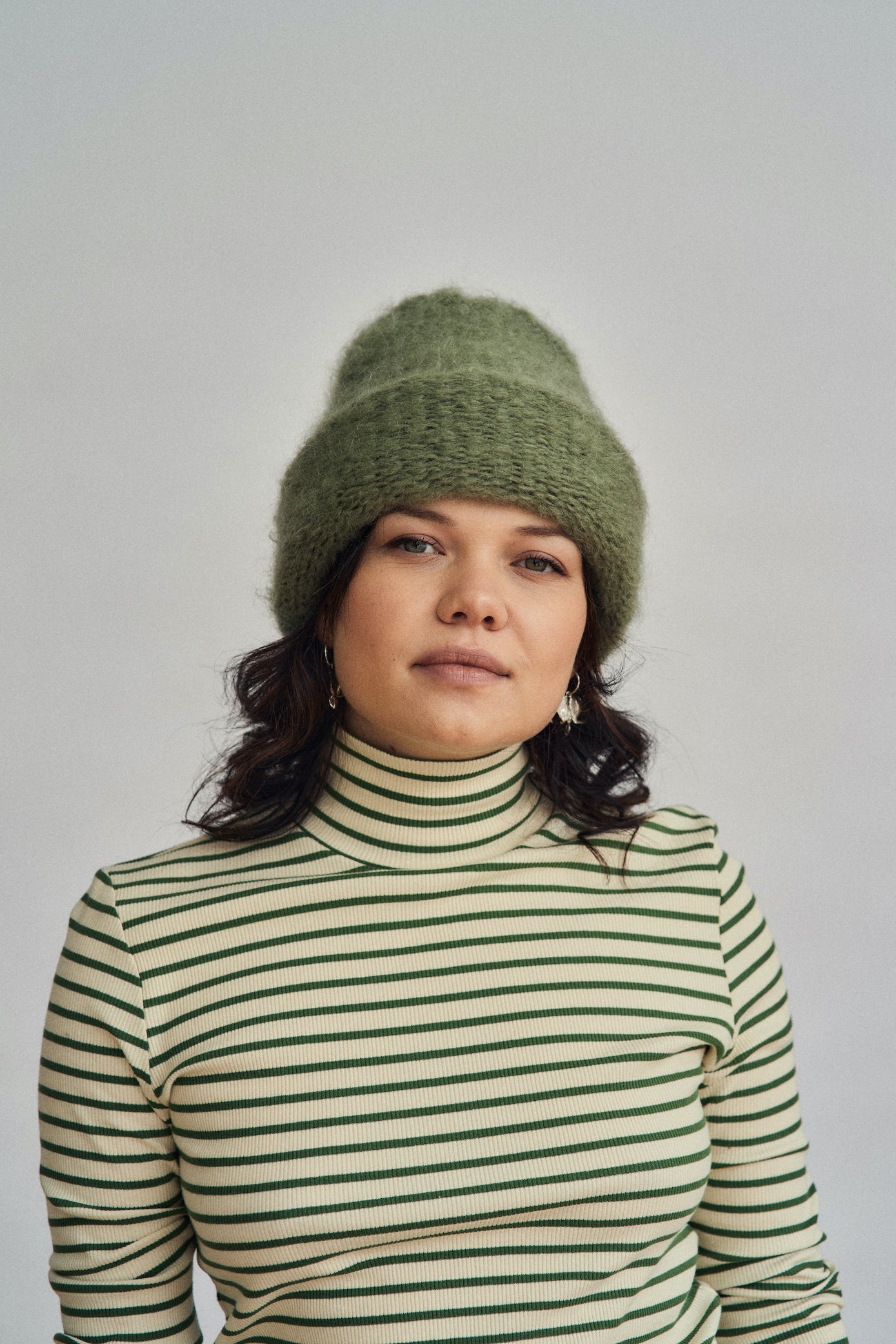 Cloud mohair beanie | Sage green