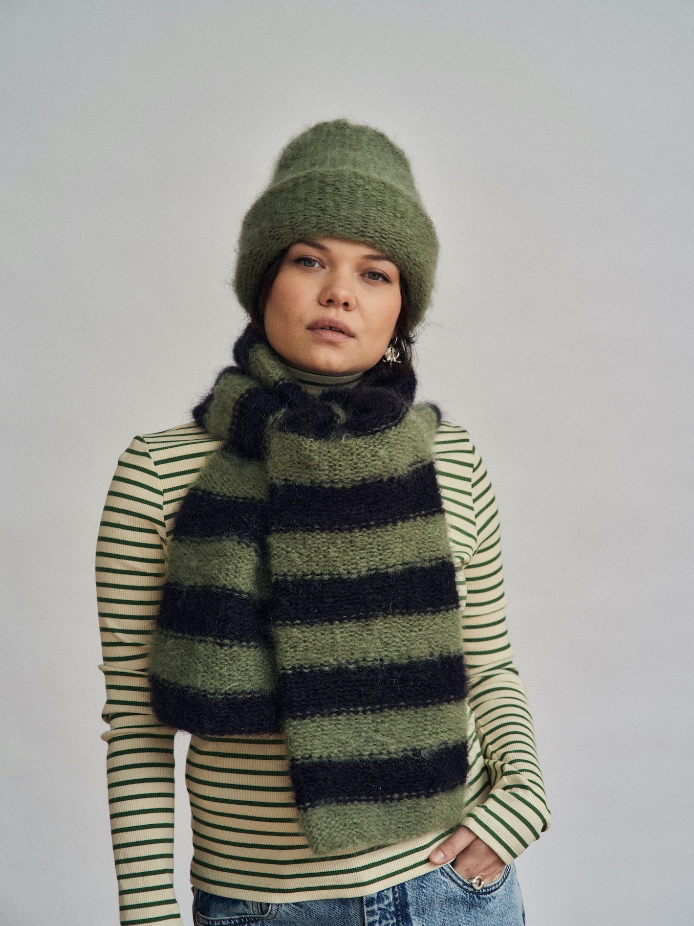 Cloud mohair beanie | Sage green