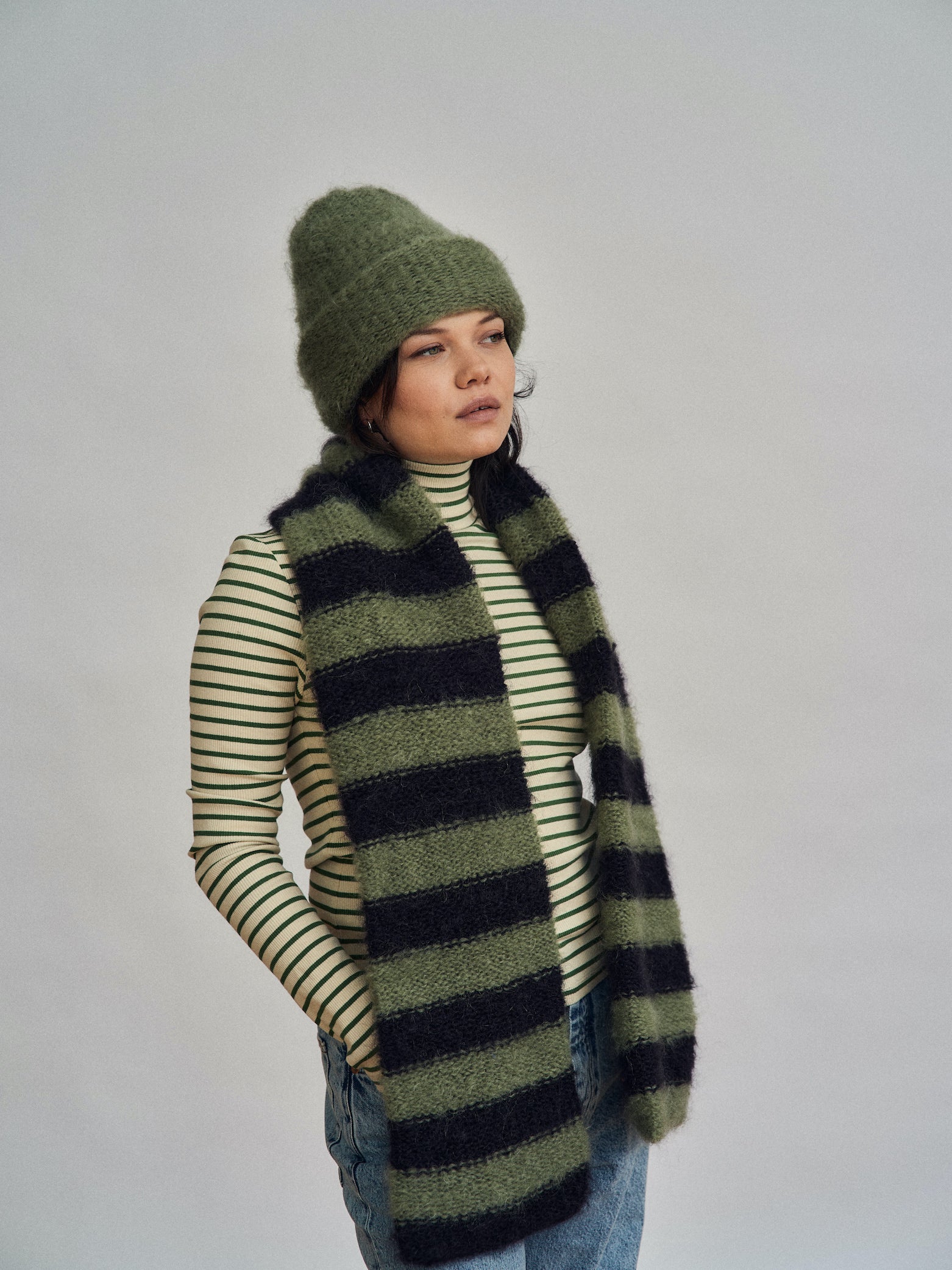 Cloud mohair beanie | Sage green