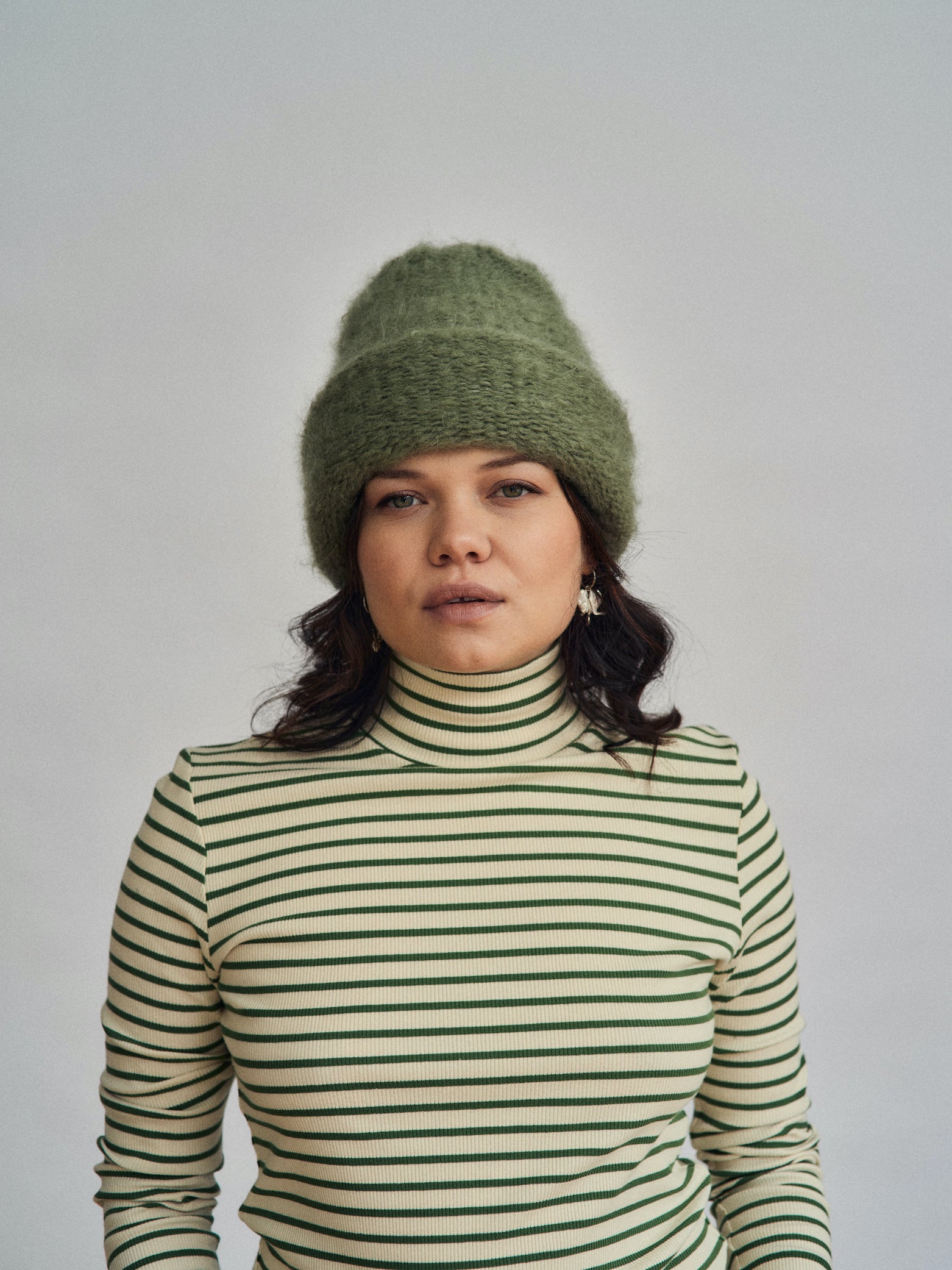 Cloud mohair beanie | Sage green