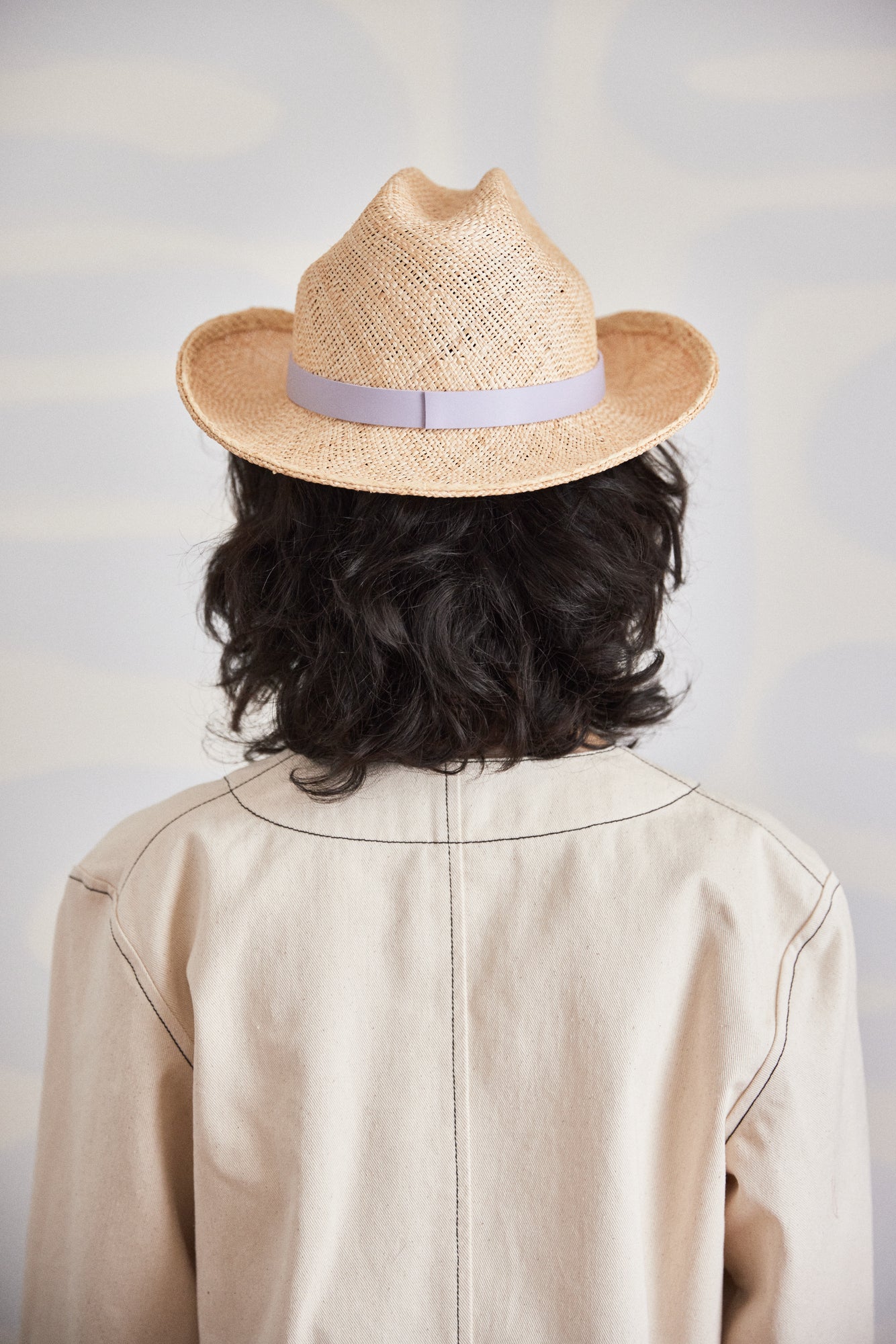 Cowboy Bebop - Paille naturelle avec garniture en cuir lilas