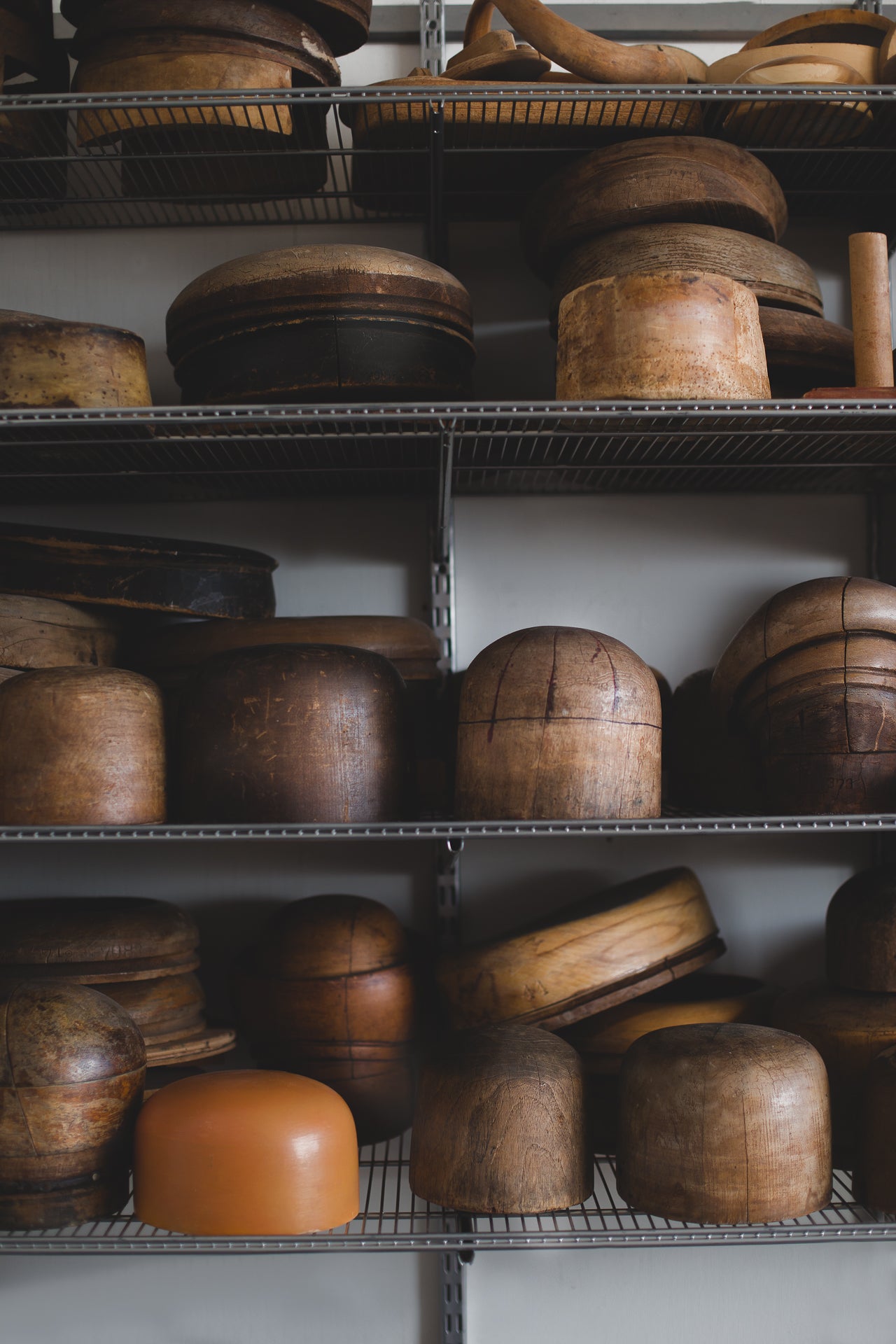 Wooden hat blocks from a millinery studio in Montreal