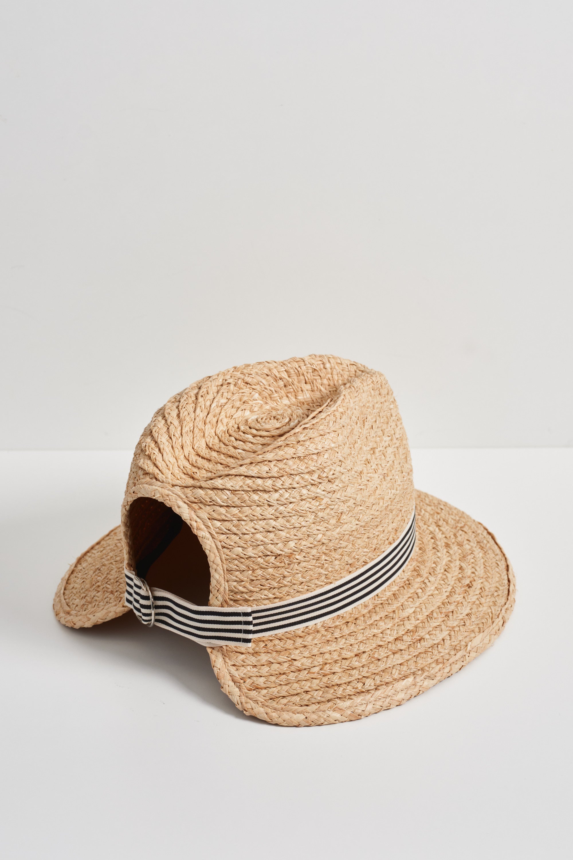 Anemone | Adjustable straw fedora hat | Black and white ribbon