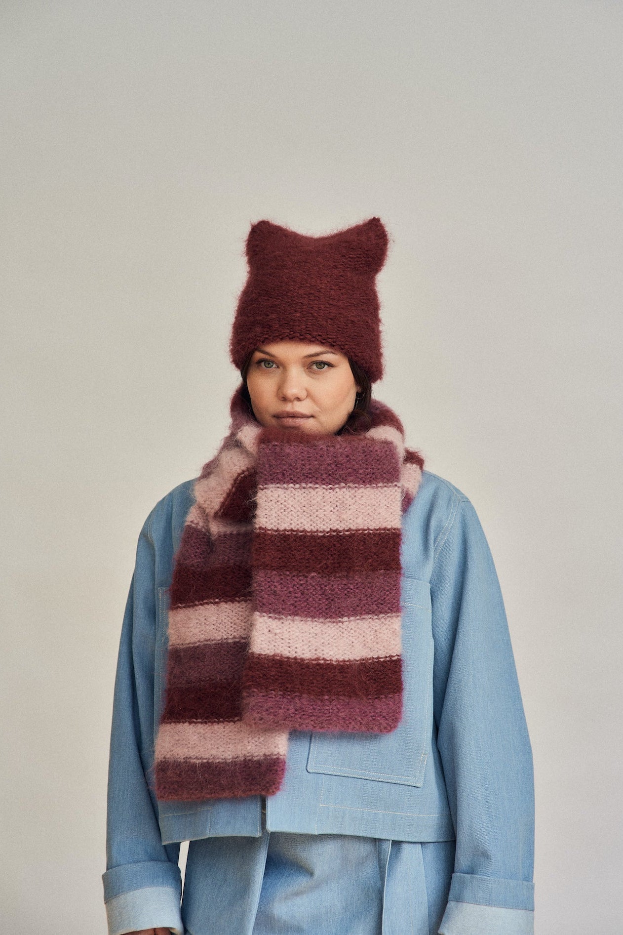 Cloud mohair scarf | Berries Stripes