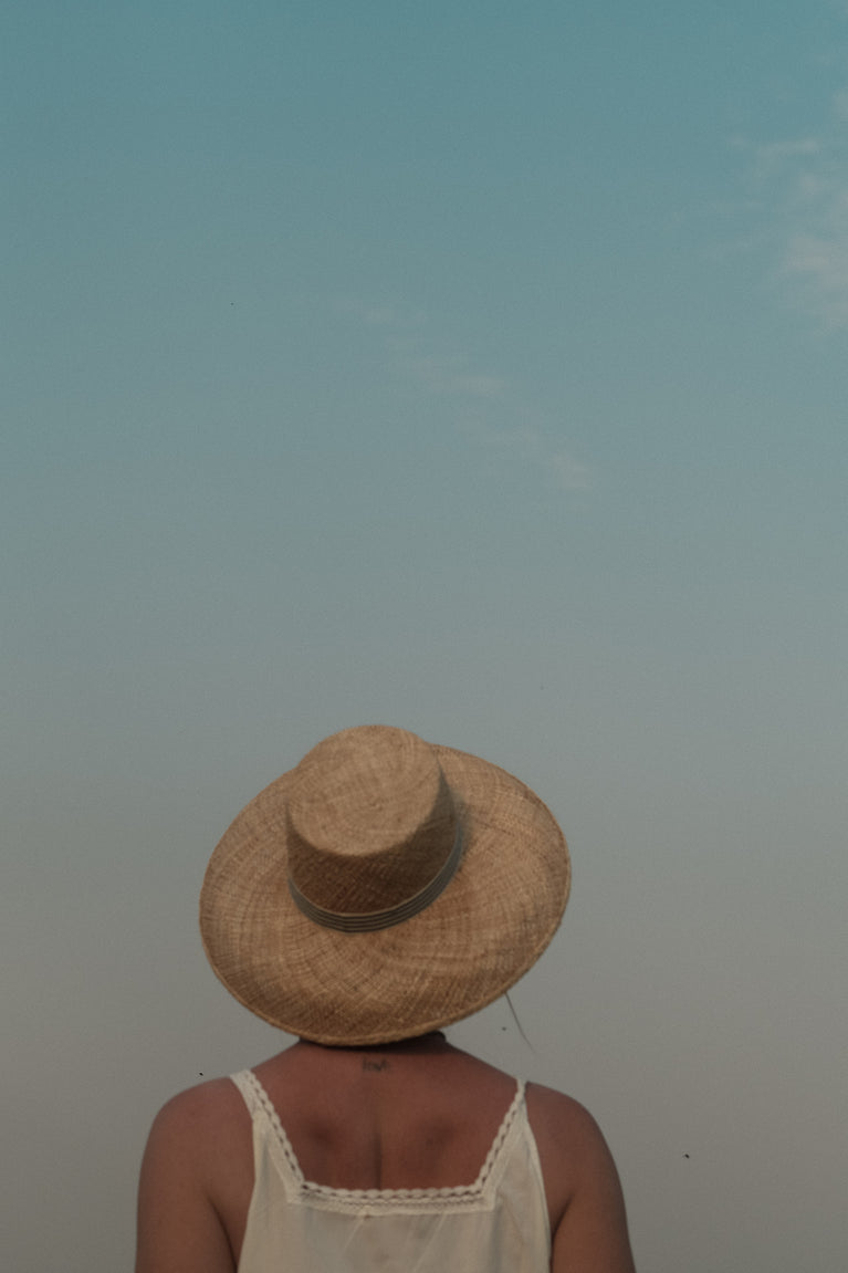 Wide Brim White Straw Boater Hat