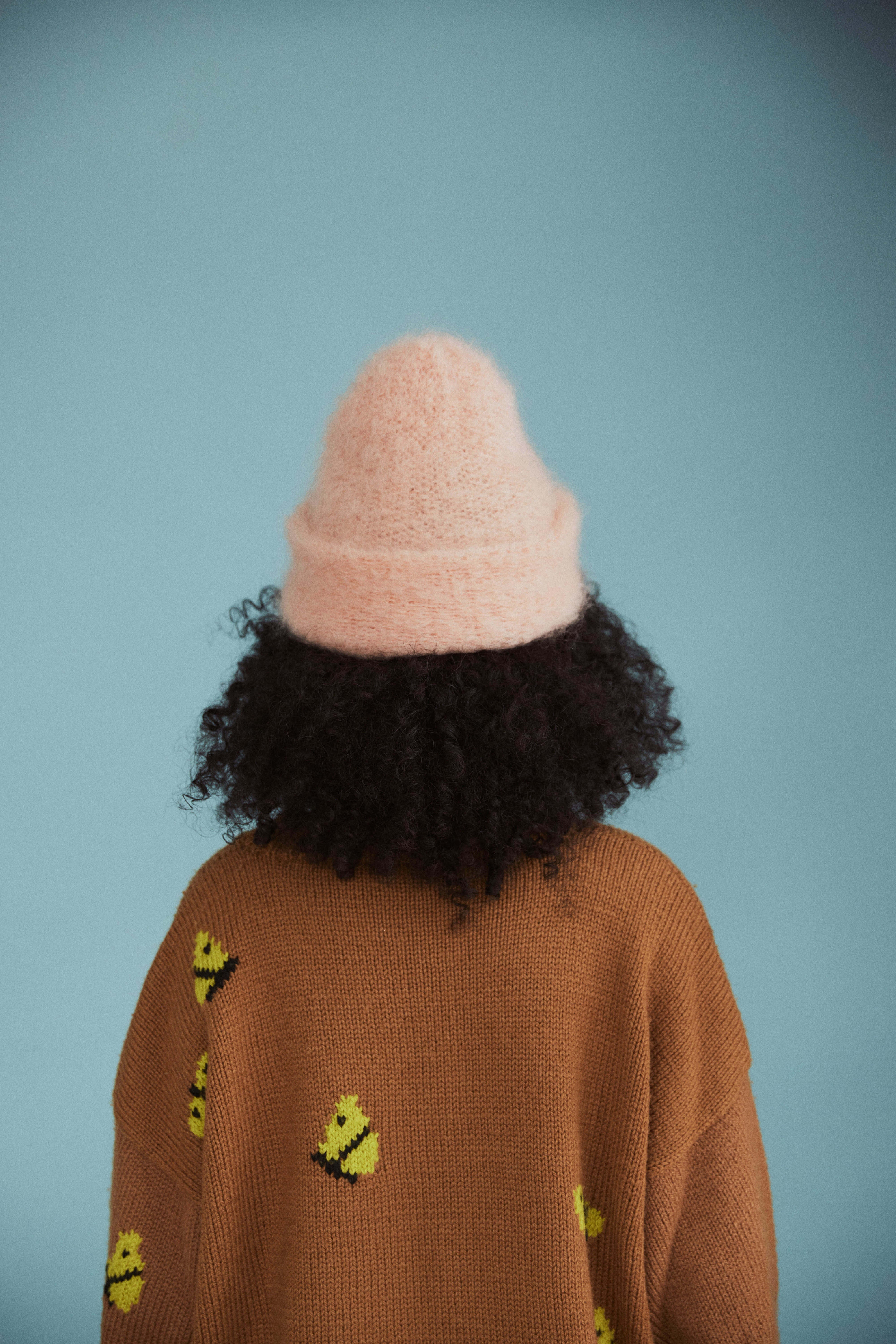 fuzzy mohair beanie