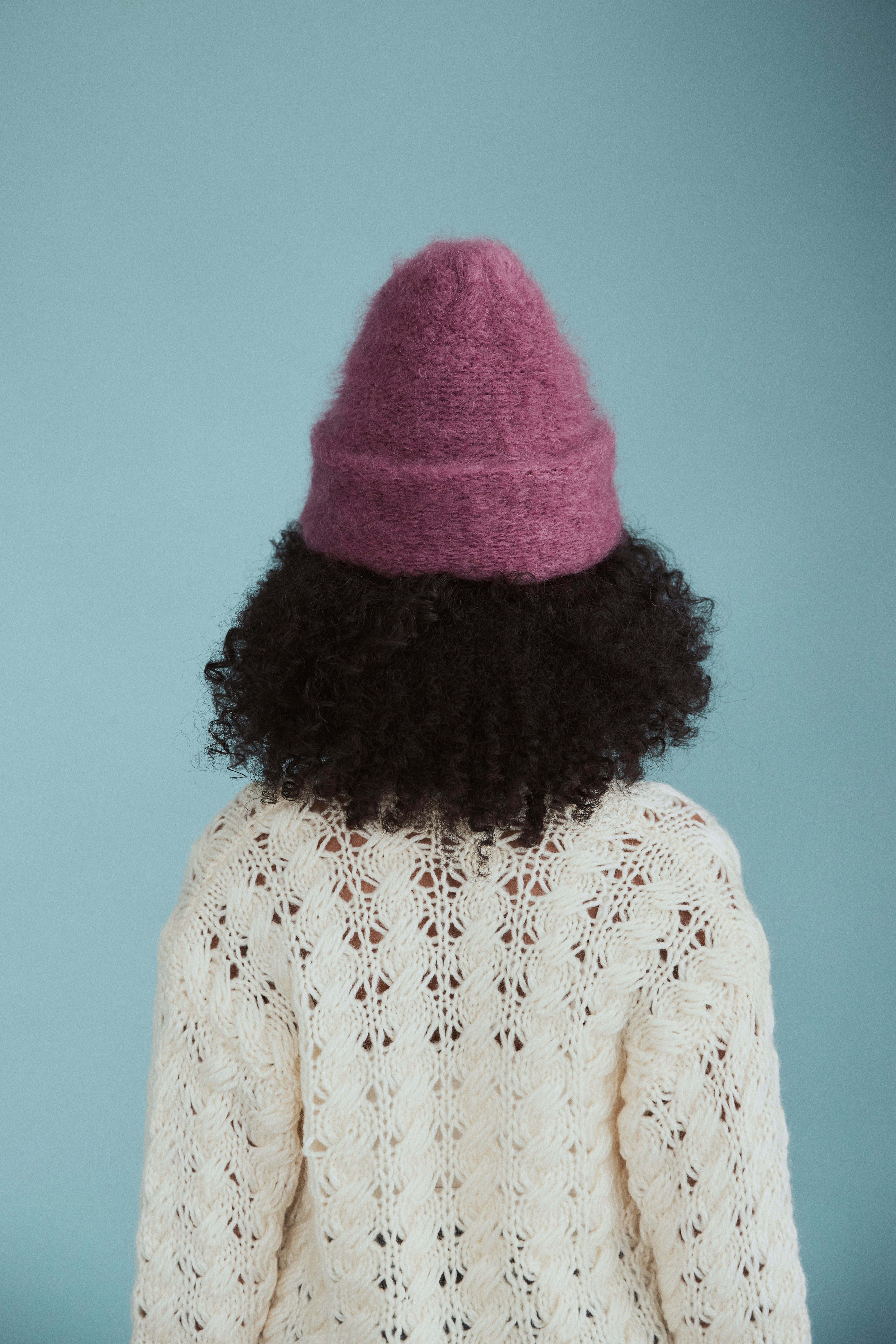 Cloud mohair beanie | Wine stain