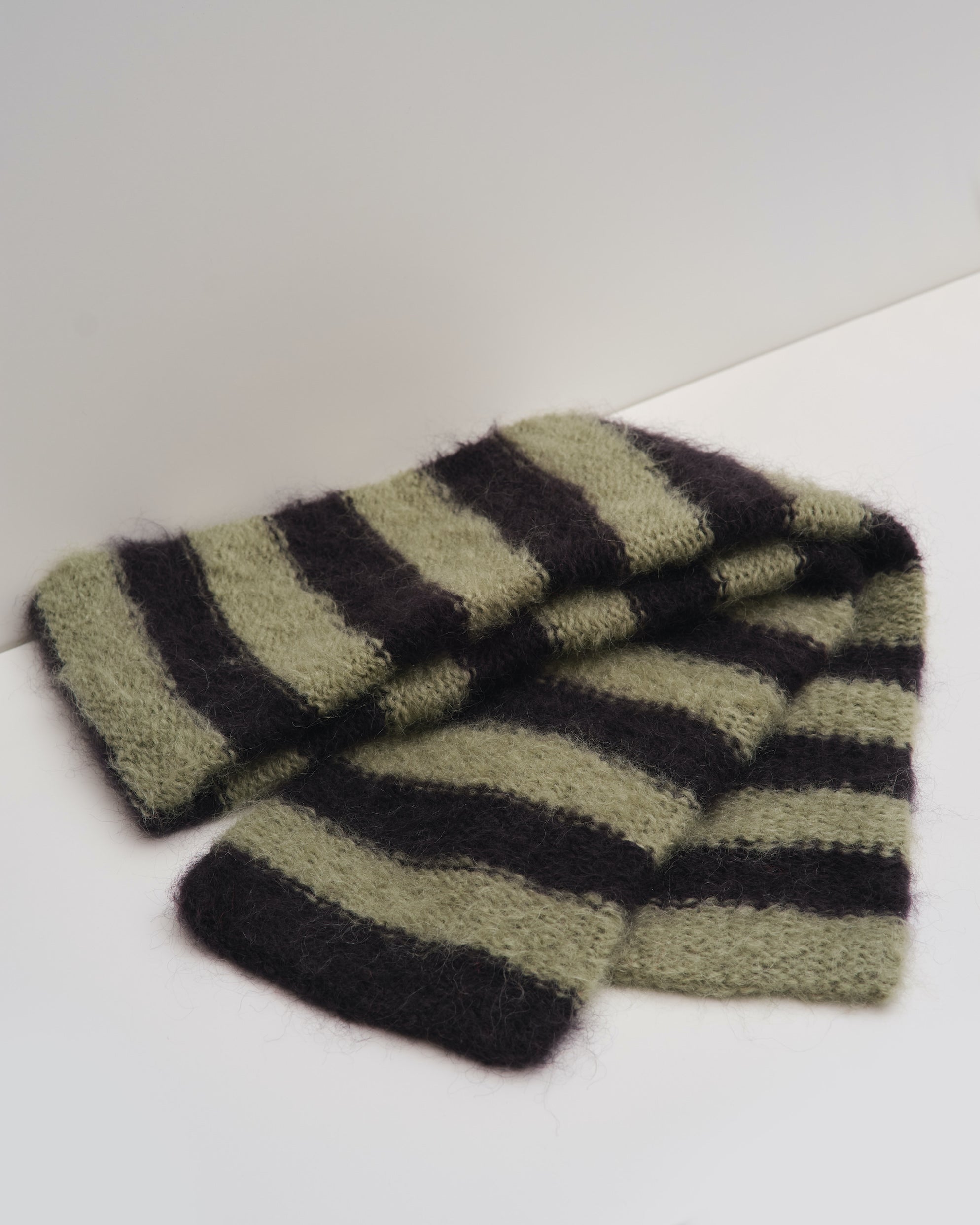 Cloud mohair scarf | Sage Stripes (Shipping September 29th)