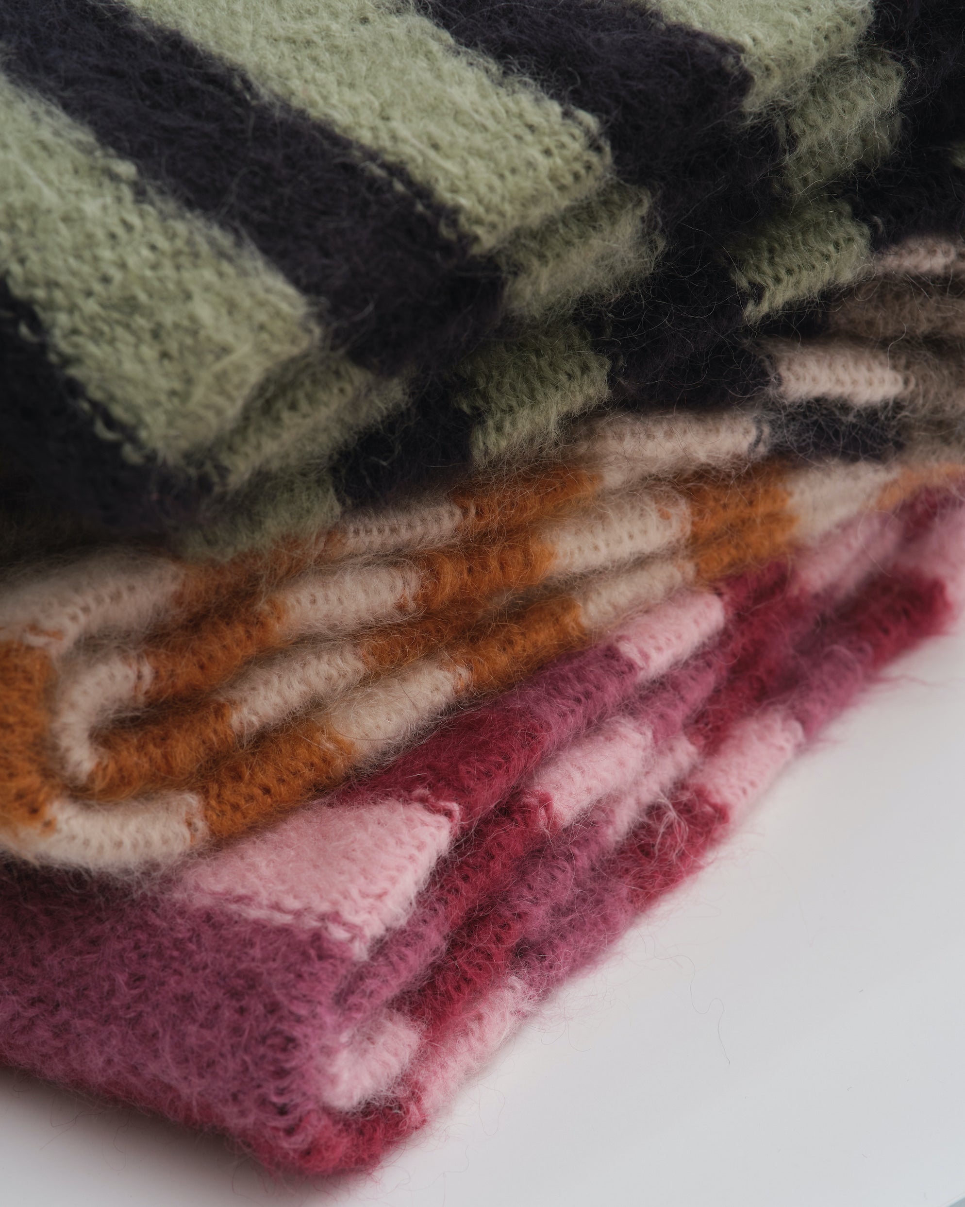 Cloud mohair scarf | Sage Stripes (Shipping September 29th)