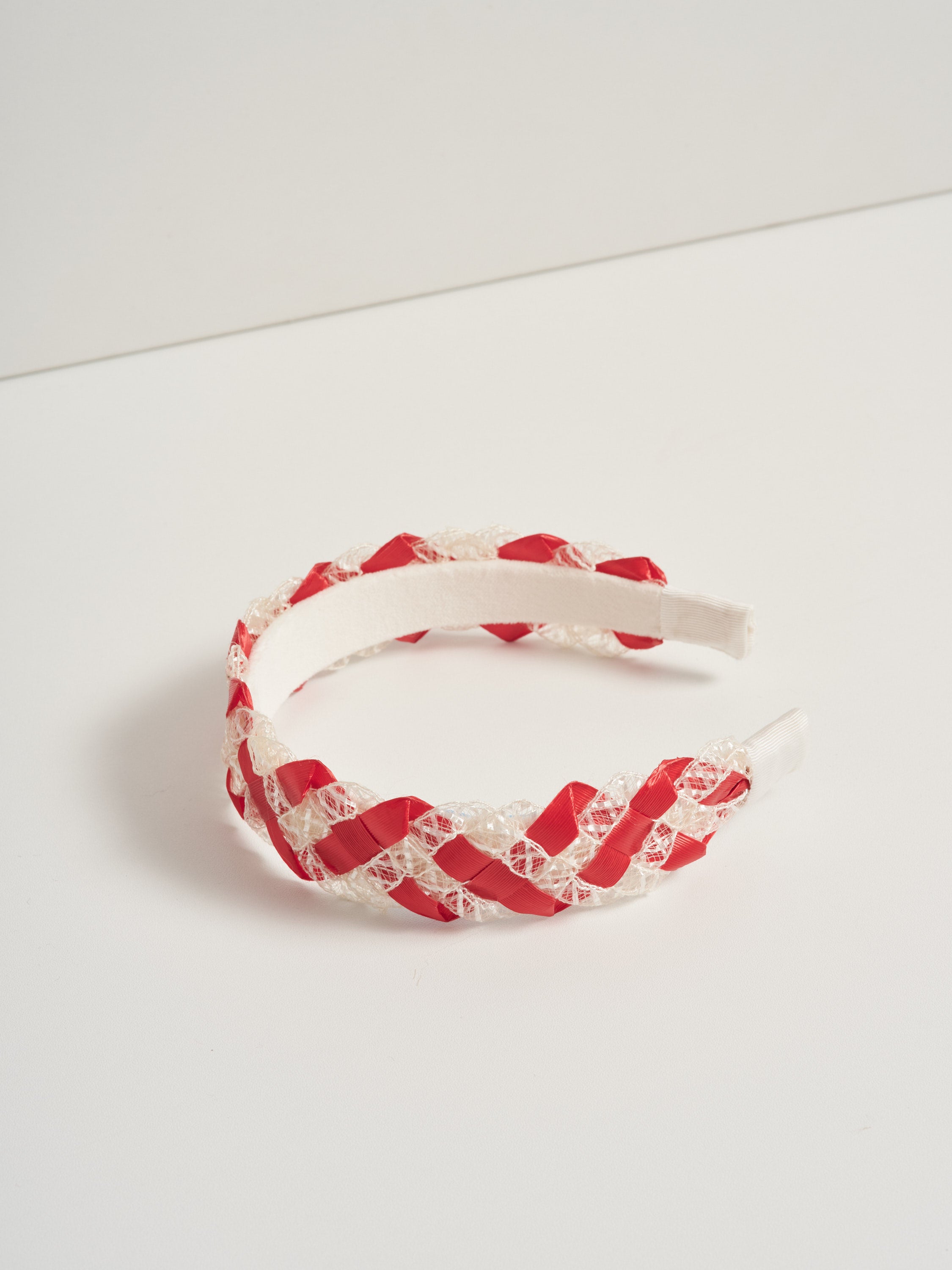Entwine vintage straw headband - Red and white