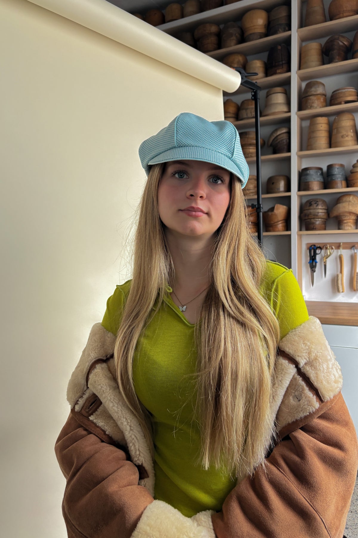 Gazette cap | Aqua Houndstooth