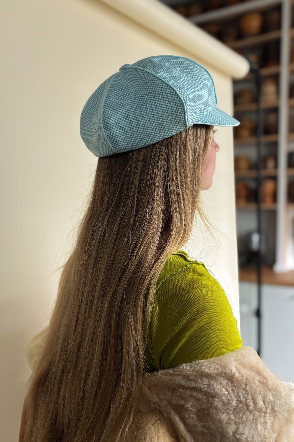 Gazette cap | Aqua Houndstooth