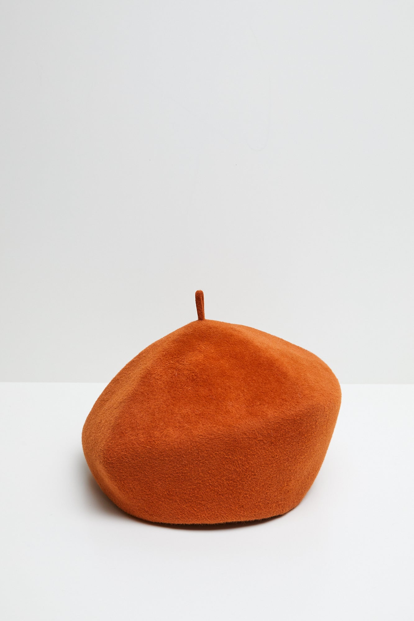 Harbin | Sculptural Structured Beret in Velour Rabbit Felt | Persimmon