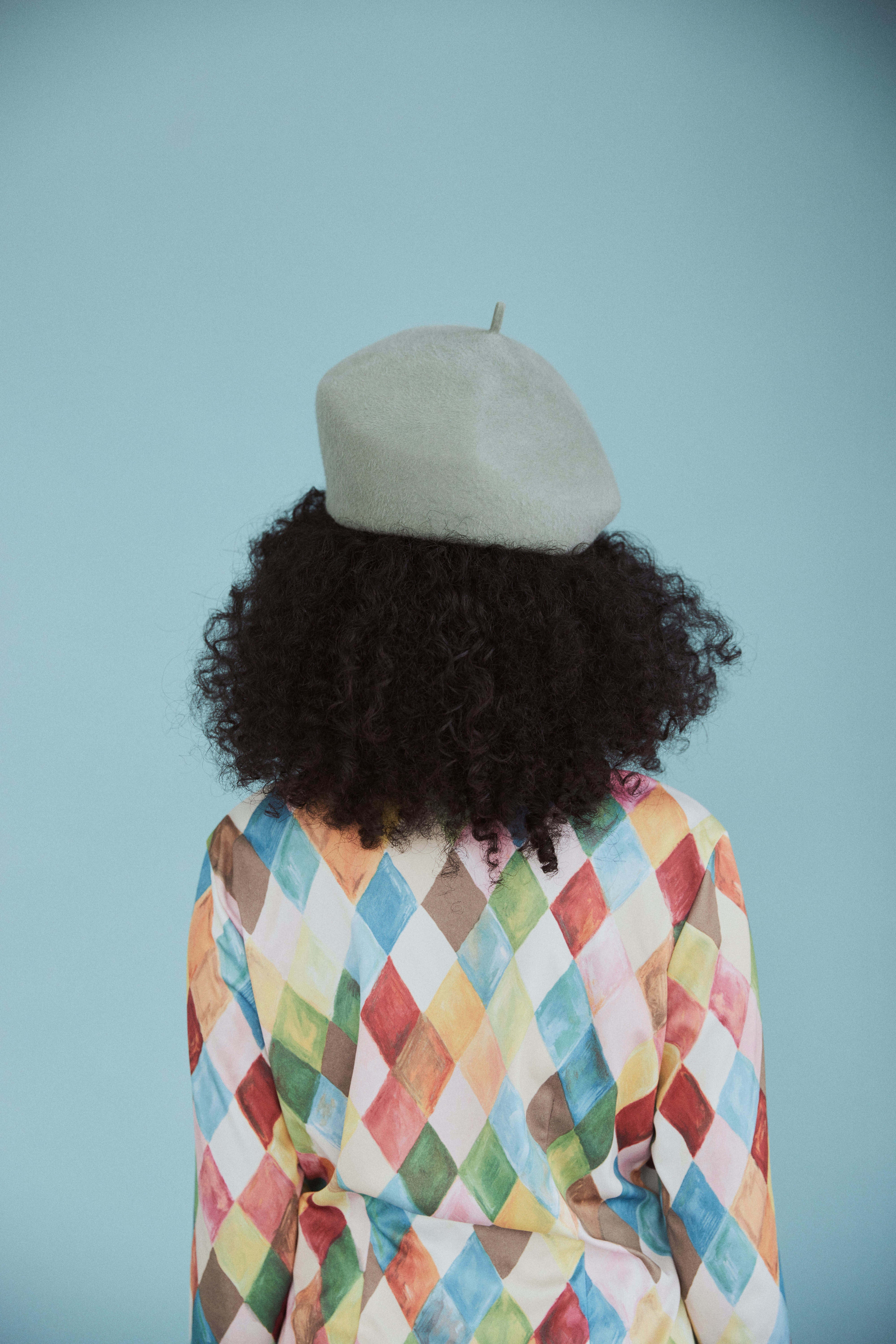 Harbin - Sculptural Structured Beret in Velour Rabbit Felt - Sage green