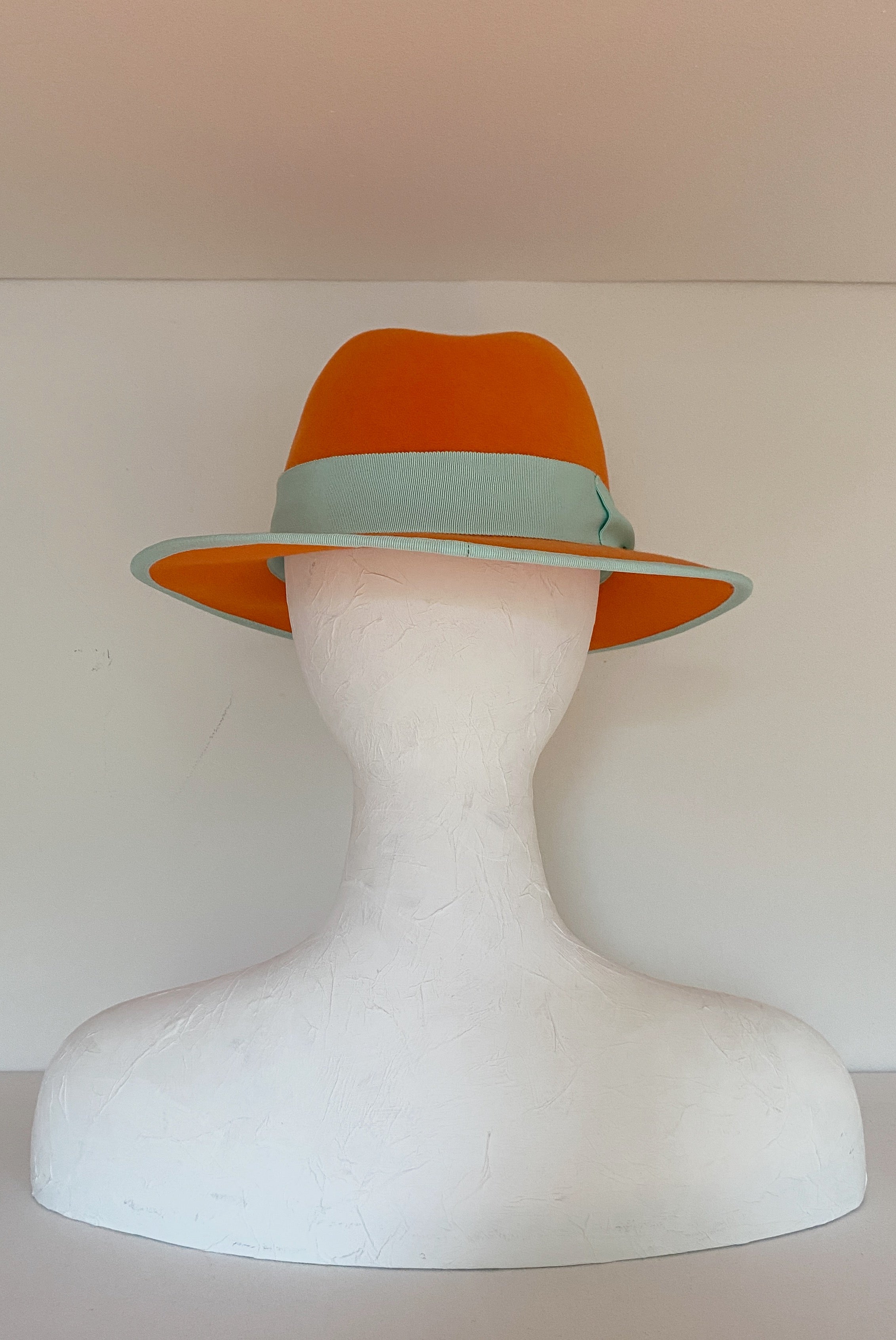 Bright orange and mint unisex fedora (SIZE MEDIUM)