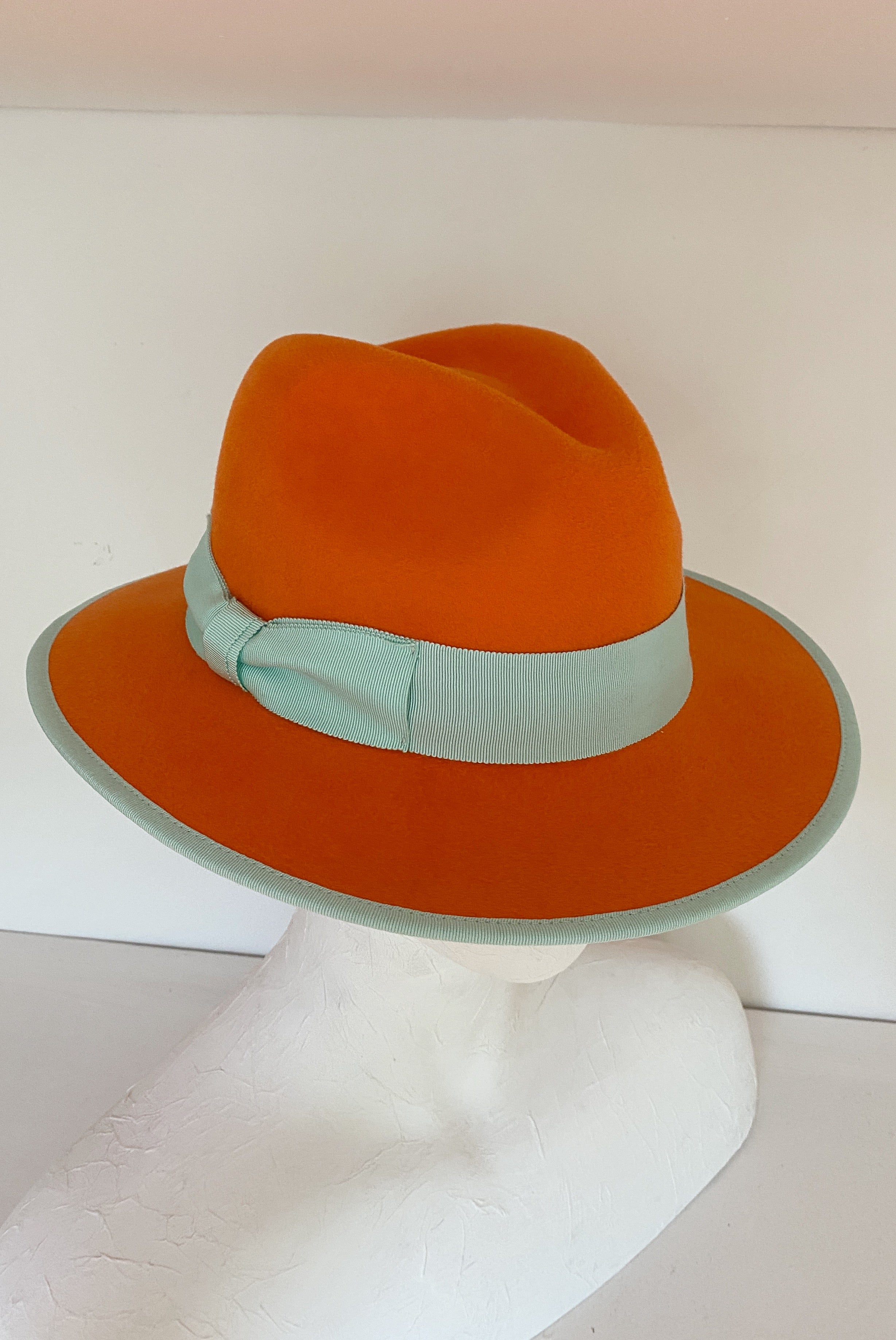 Bright orange and mint unisex fedora (SIZE MEDIUM)