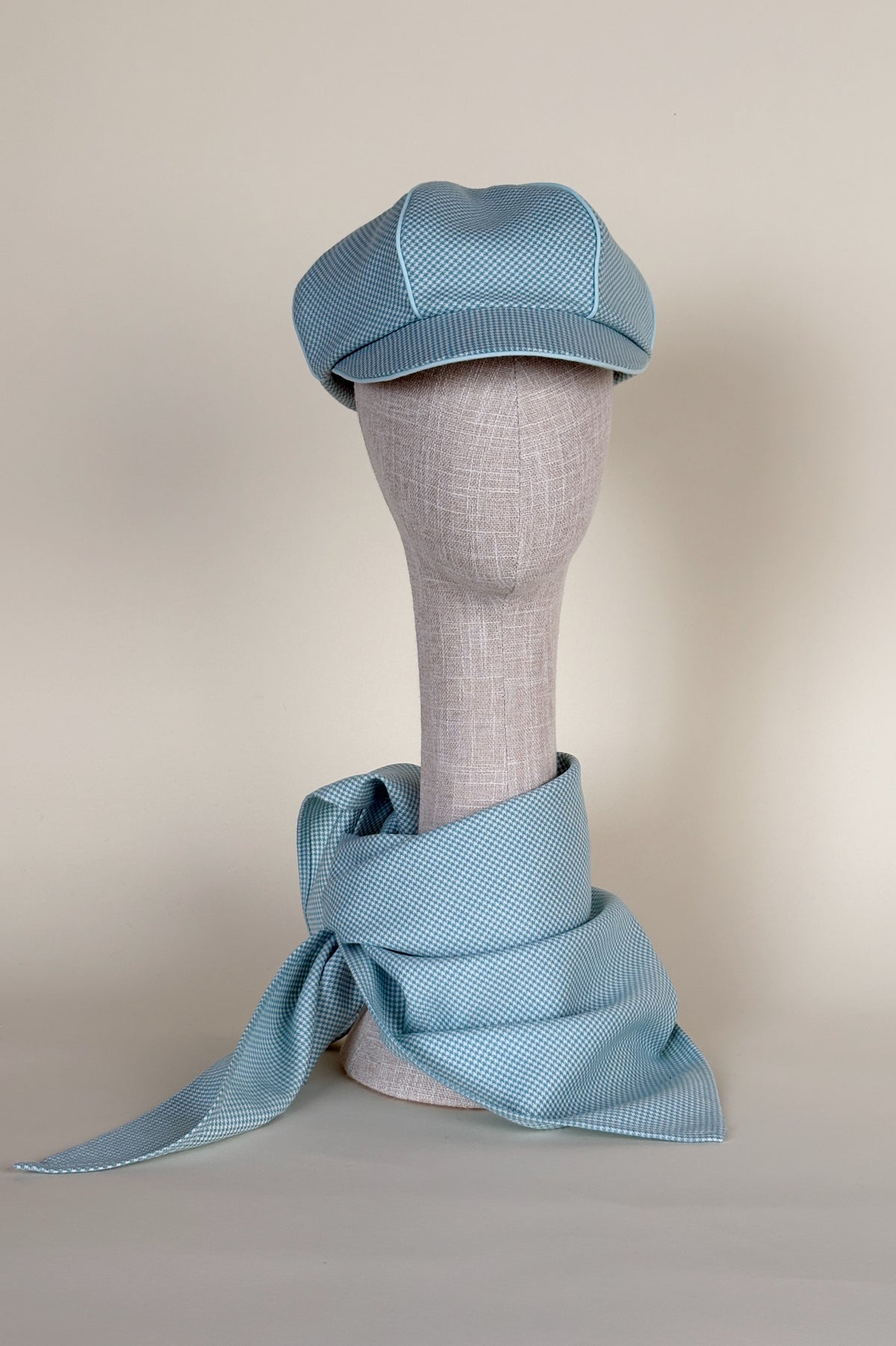 Sieff kerchief | Aqua Houndstooth