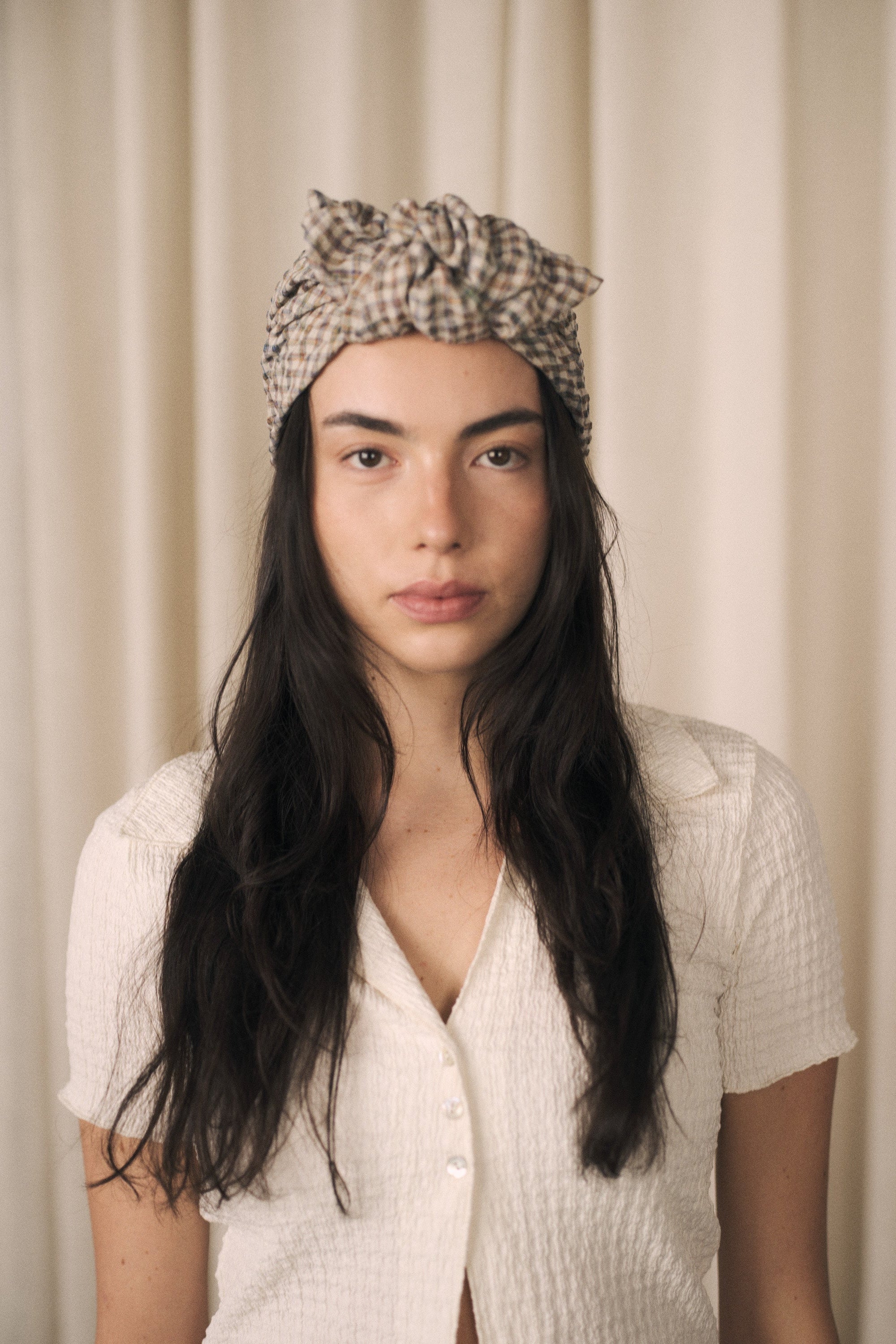 Parelli | Knotted turban hat | Green gingham