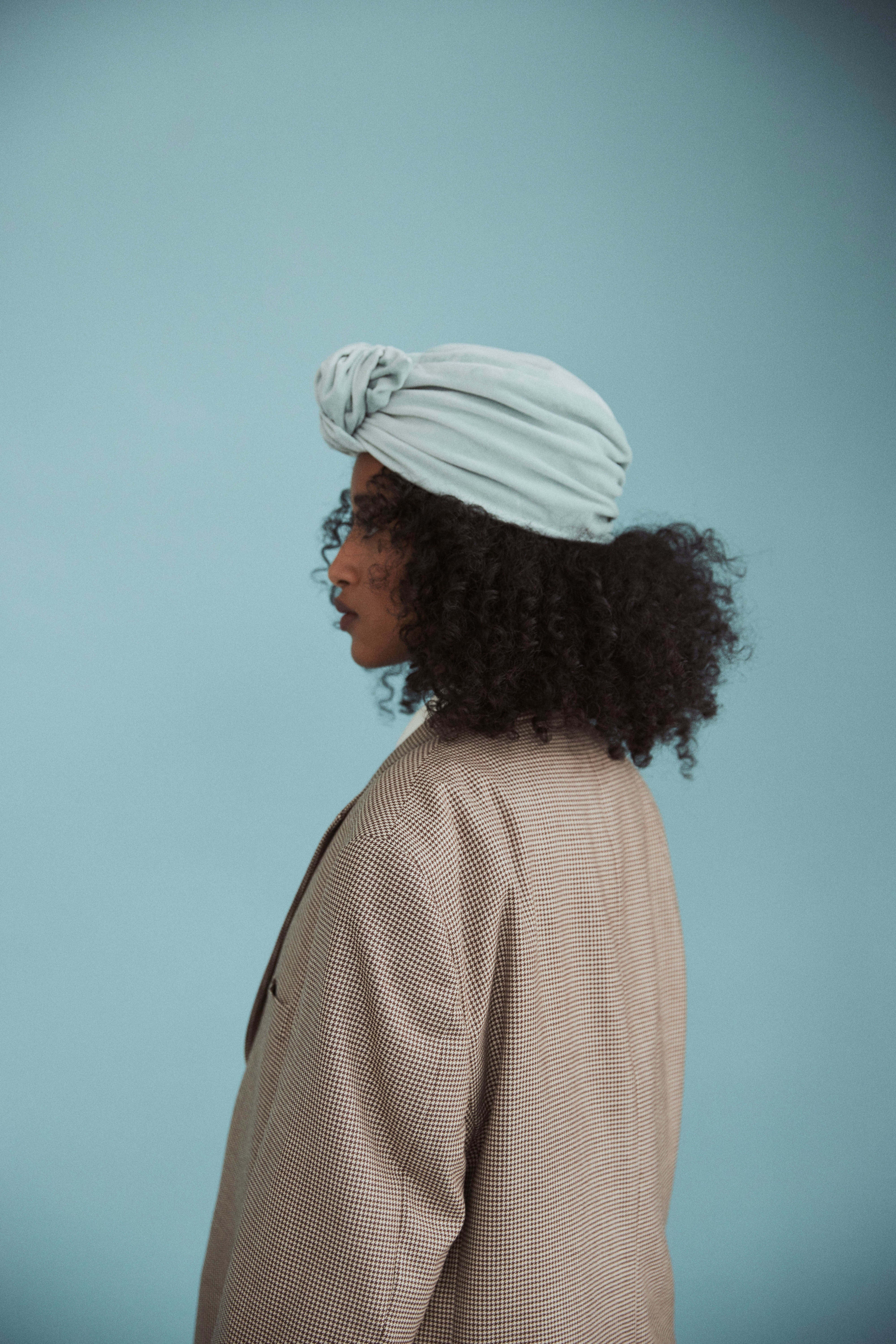 Parelli knotted turban hat - Mint sky velvet