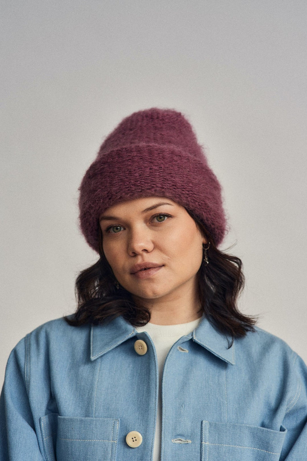Cloud mohair beanie | Plum