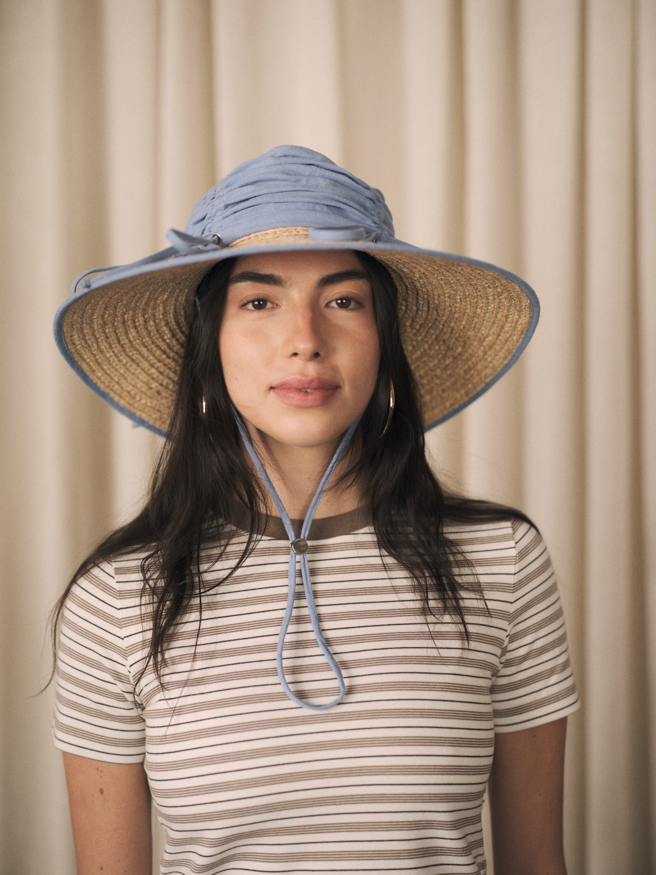 Rosemary | Wide brim ruched straw hat | 6 colour options