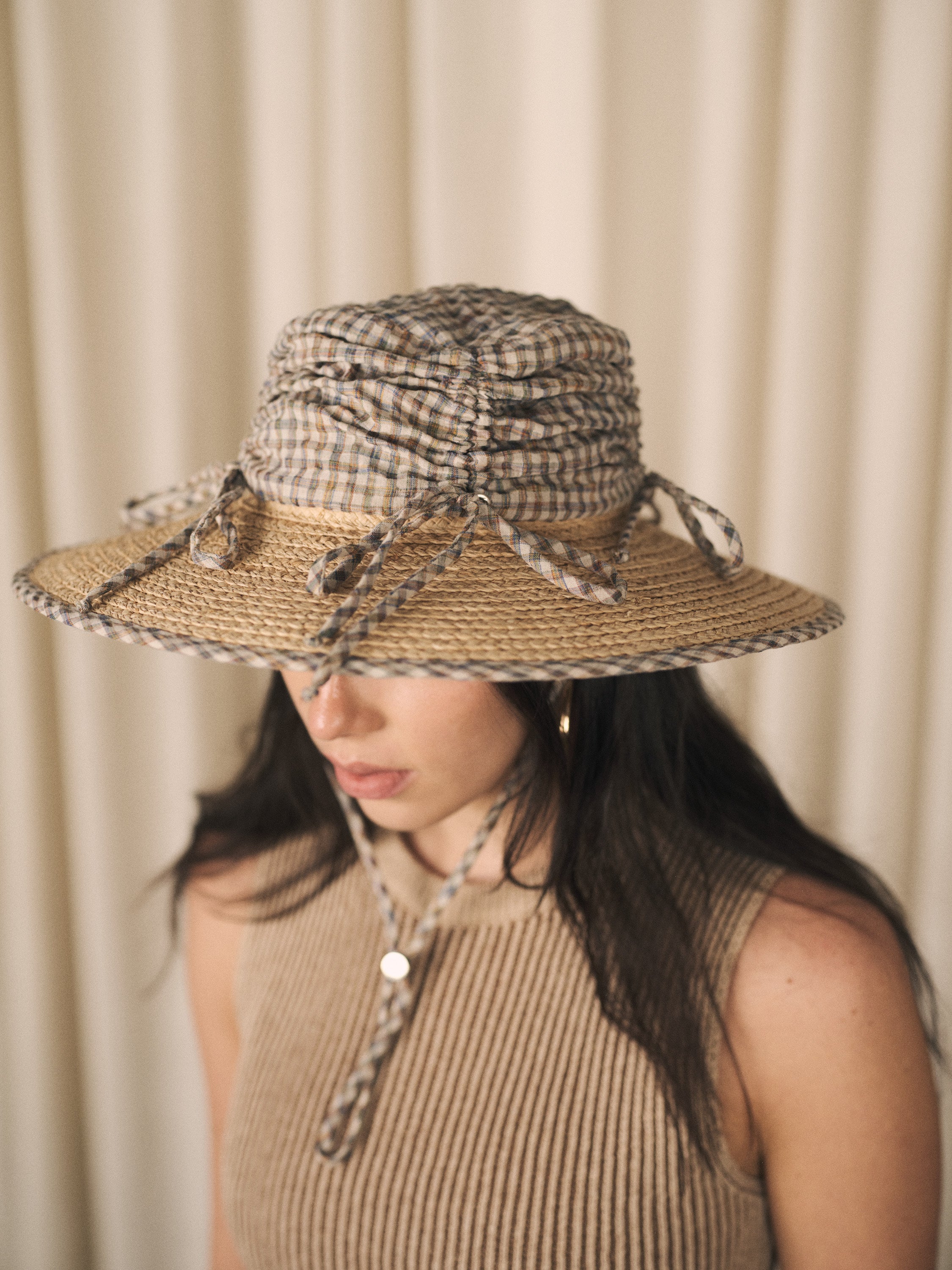 Rosemary | Wide brim ruched straw hat | 6 colour options
