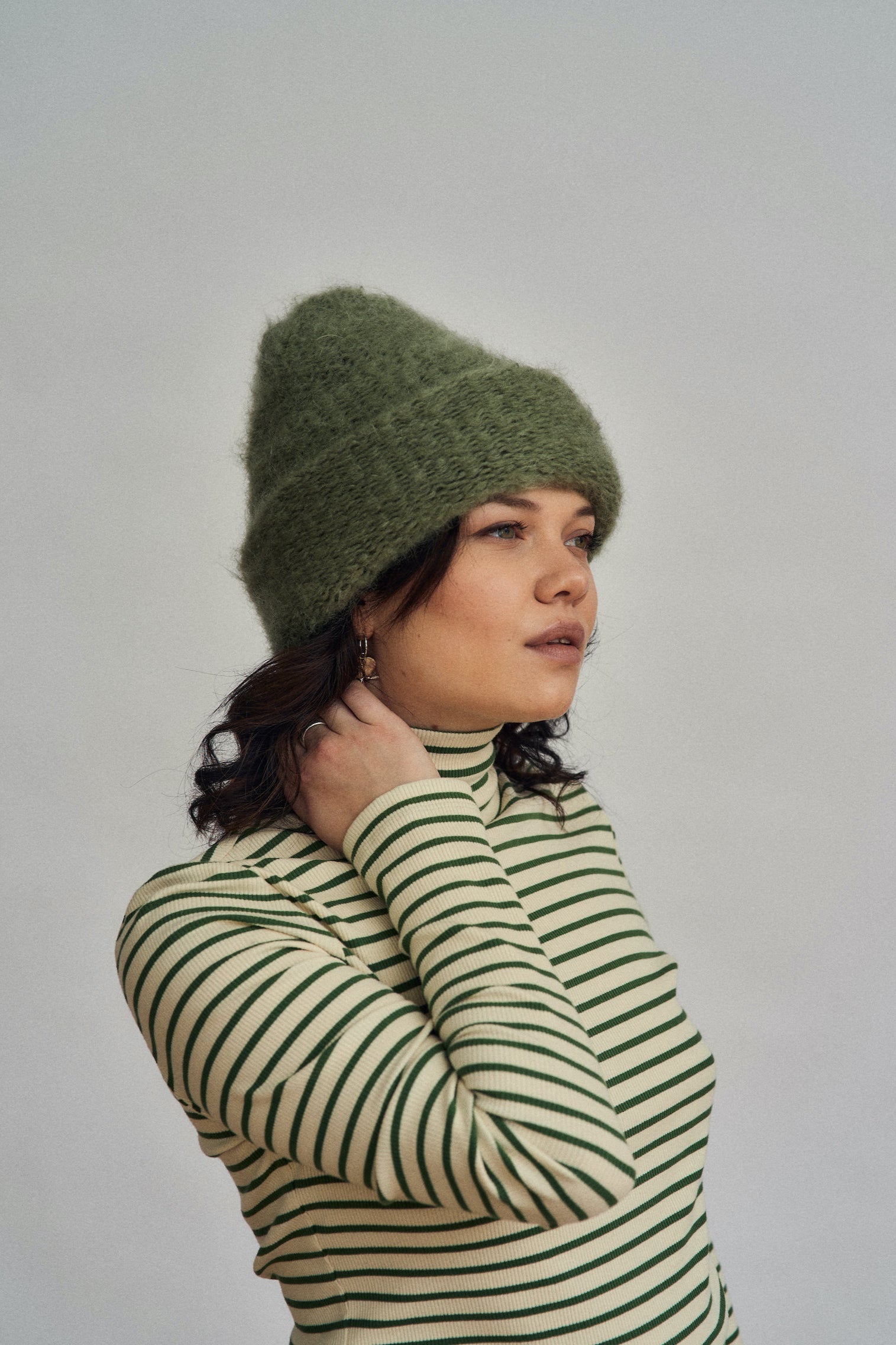 Cloud mohair beanie | Sage green