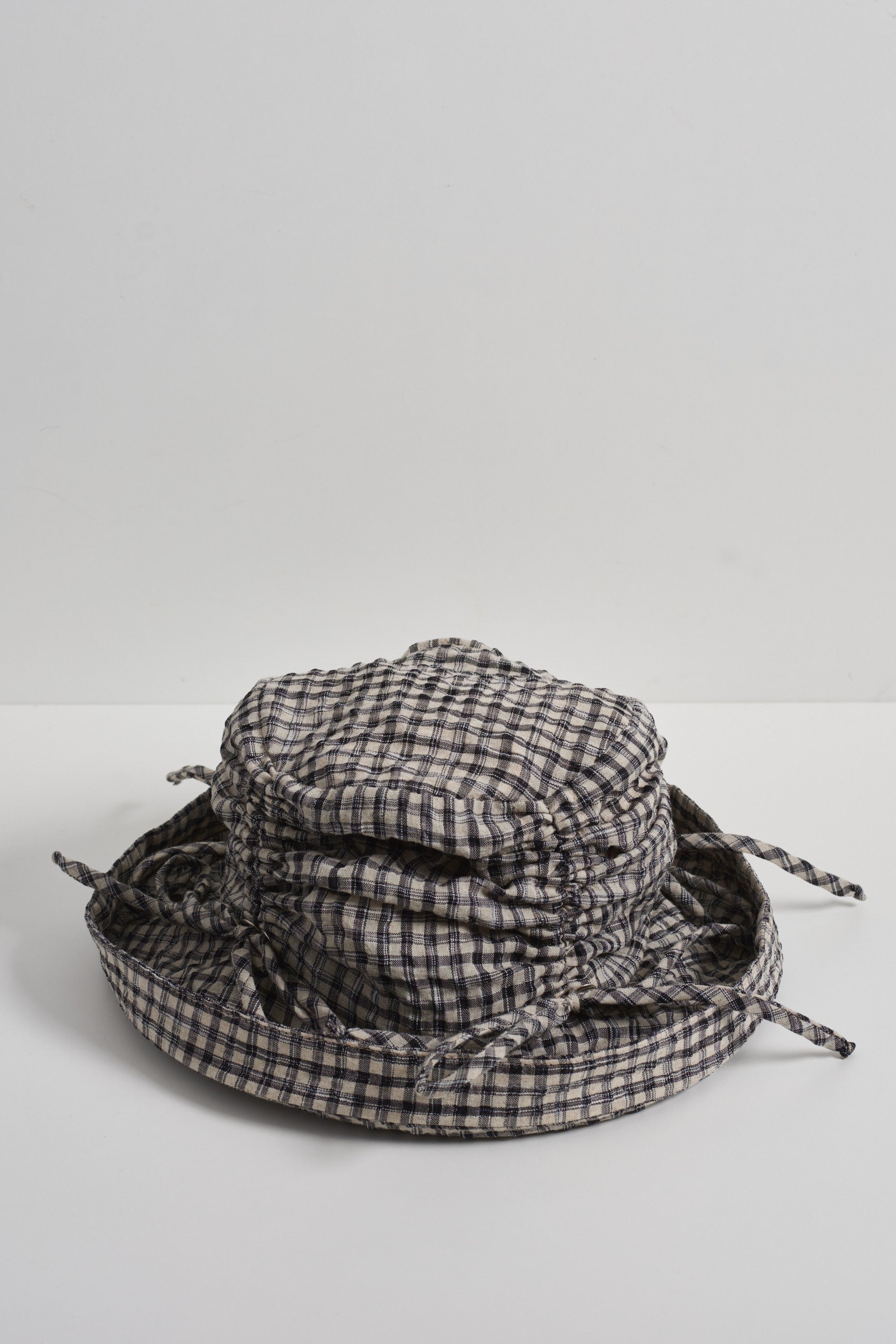 Thyme | Ruched bucket hat | Black gingham