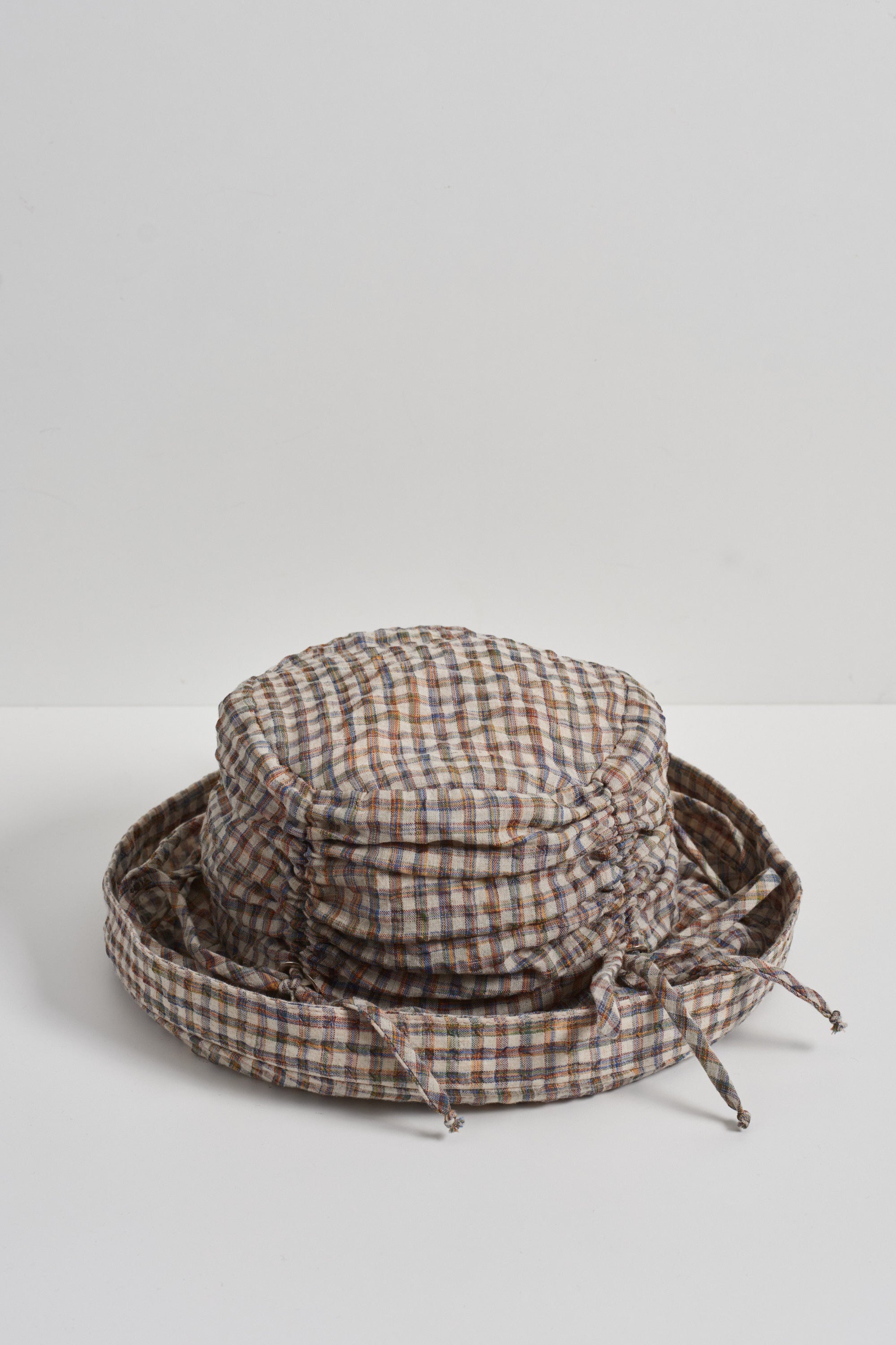 Thyme | Ruched bucket hat | Green gingham