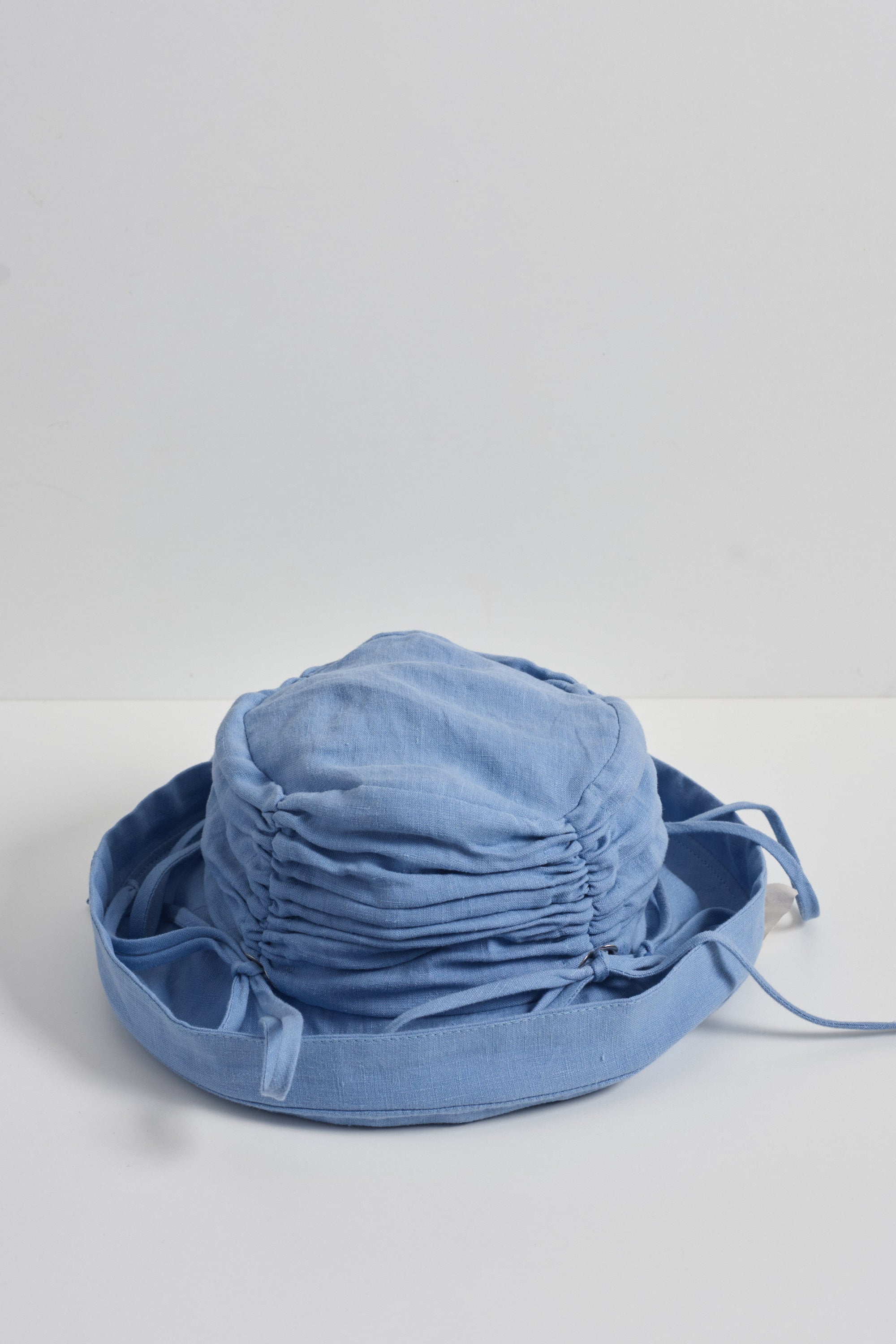 Thyme | Ruched bucket hat | Cerulean blue linen