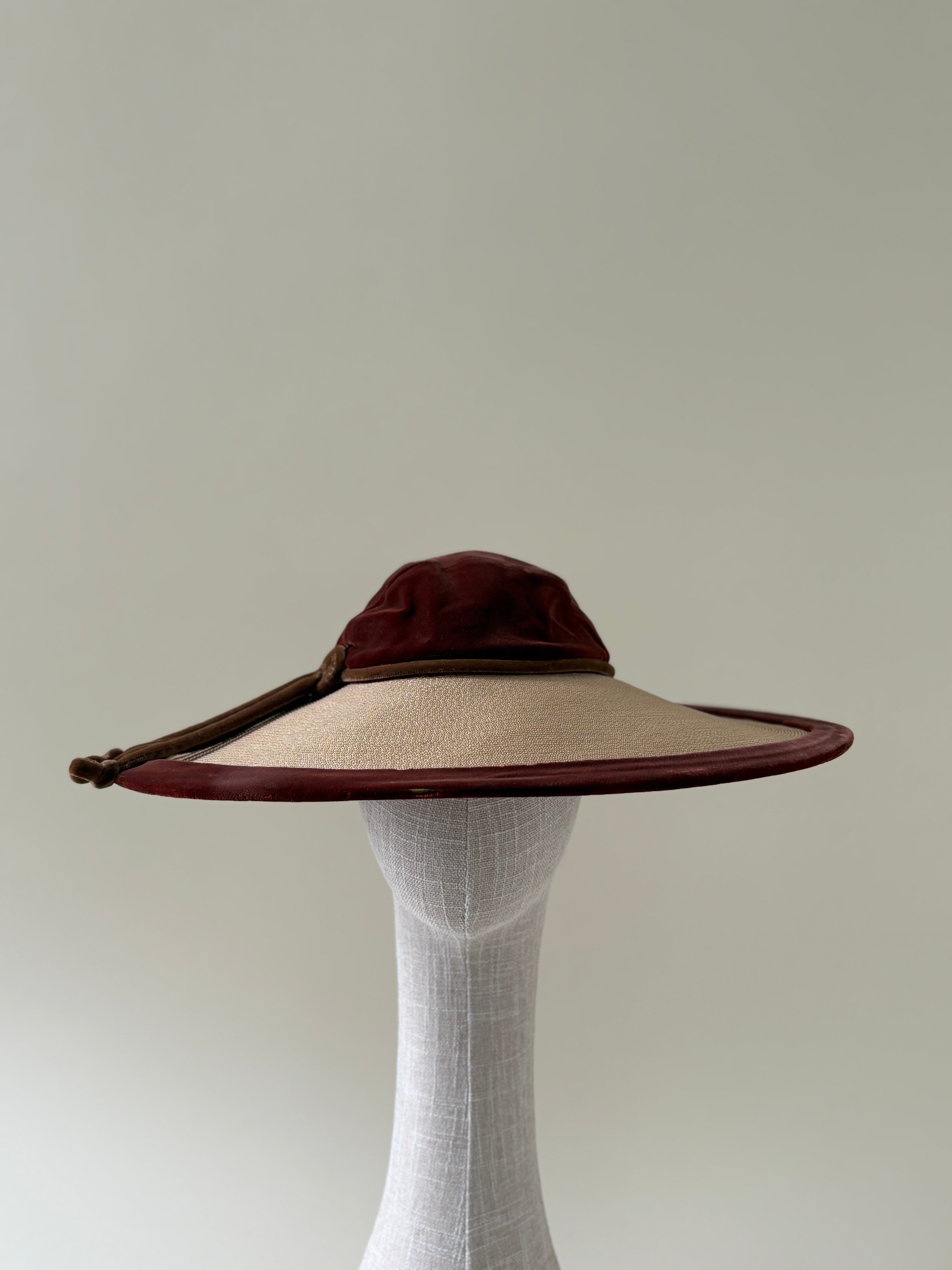 Chapeau vintage n° 016 | Chapeau à larges bords en paille et velours des années 1940