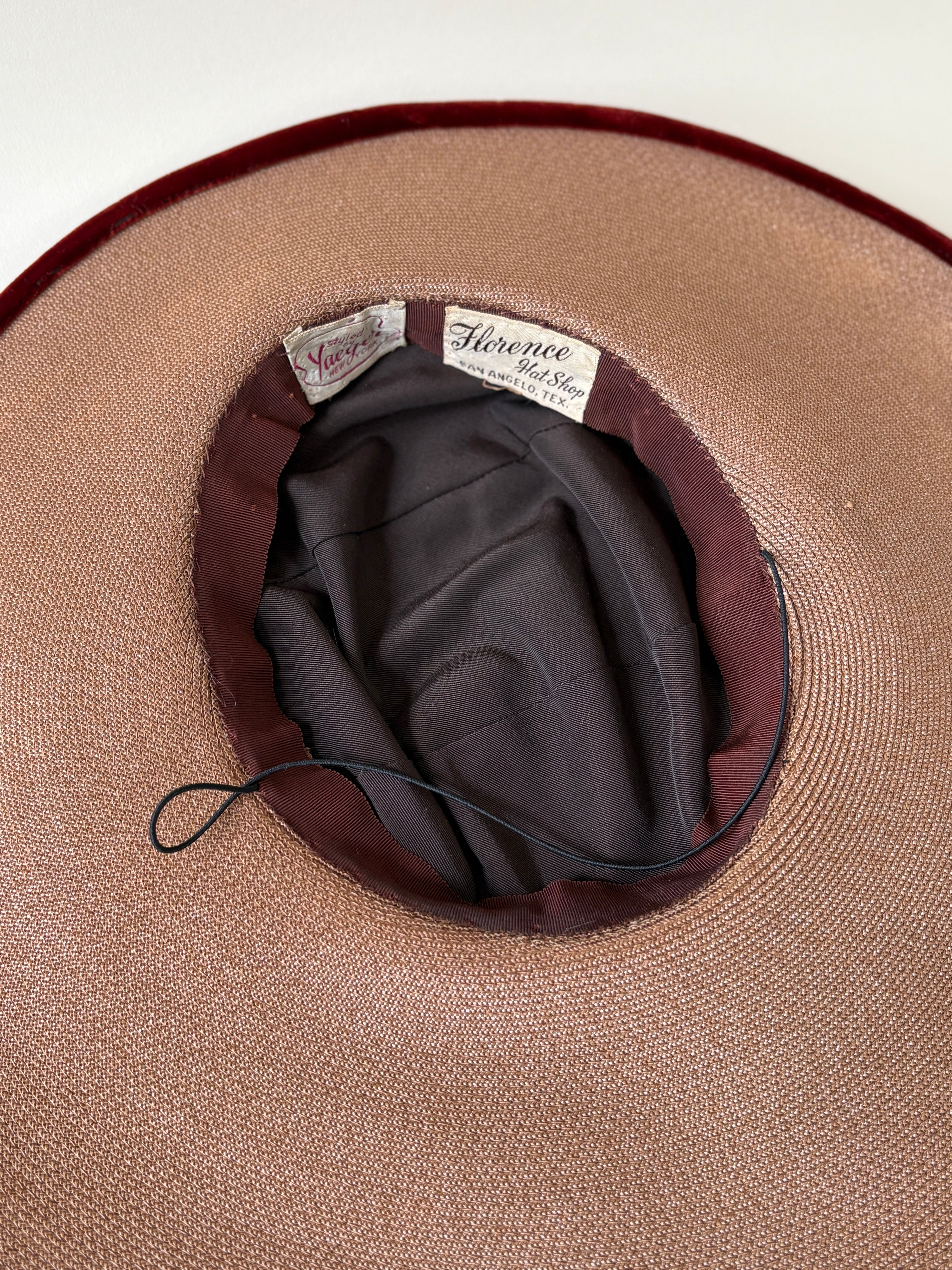 Chapeau vintage n° 016 | Chapeau à larges bords en paille et velours des années 1940