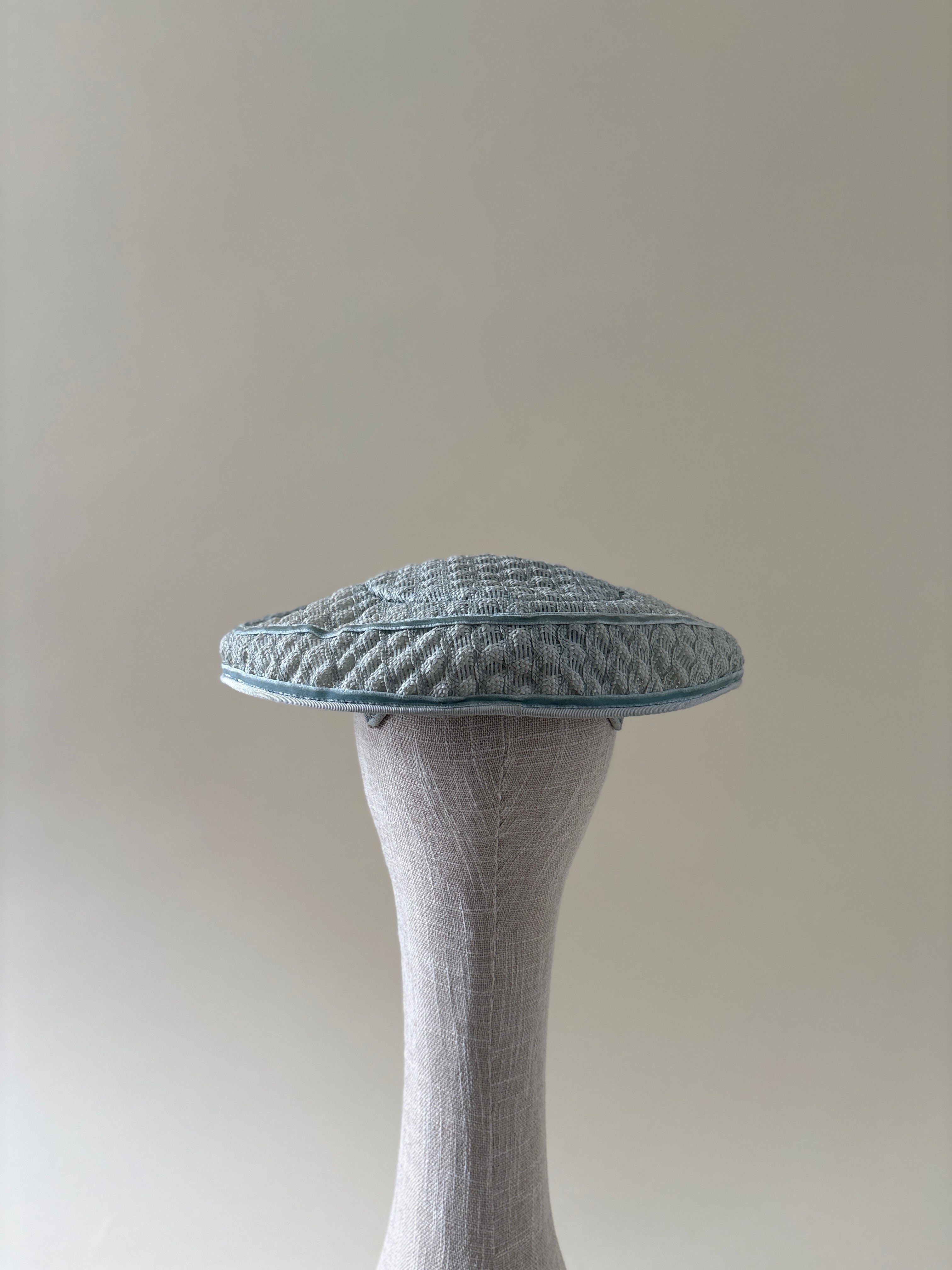 Vintage hat #024 | 1950's Light blue straw mushroom hat