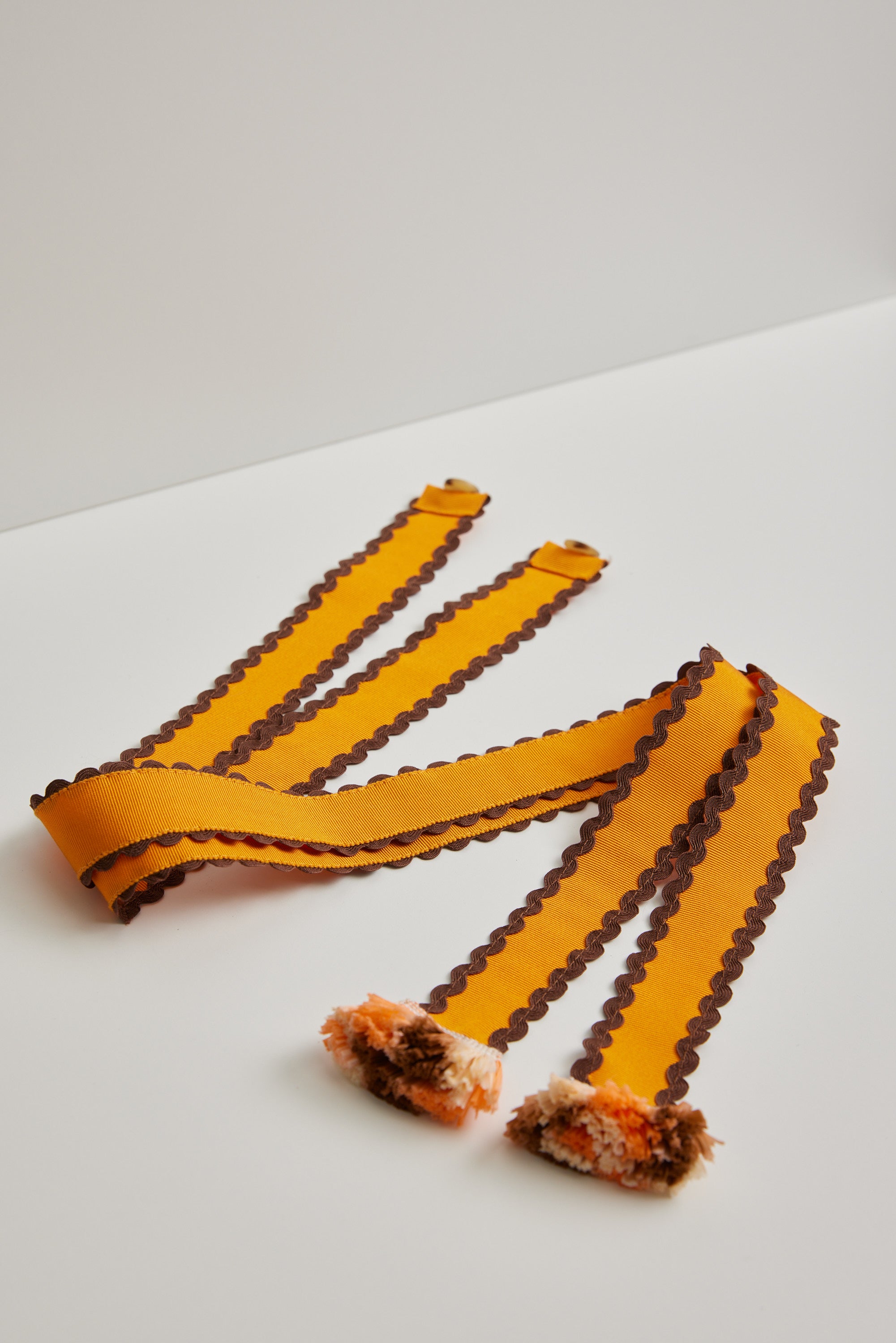 Marigold straw hat -  Detachable orange grosgrain ribbon with brown ric-rac
