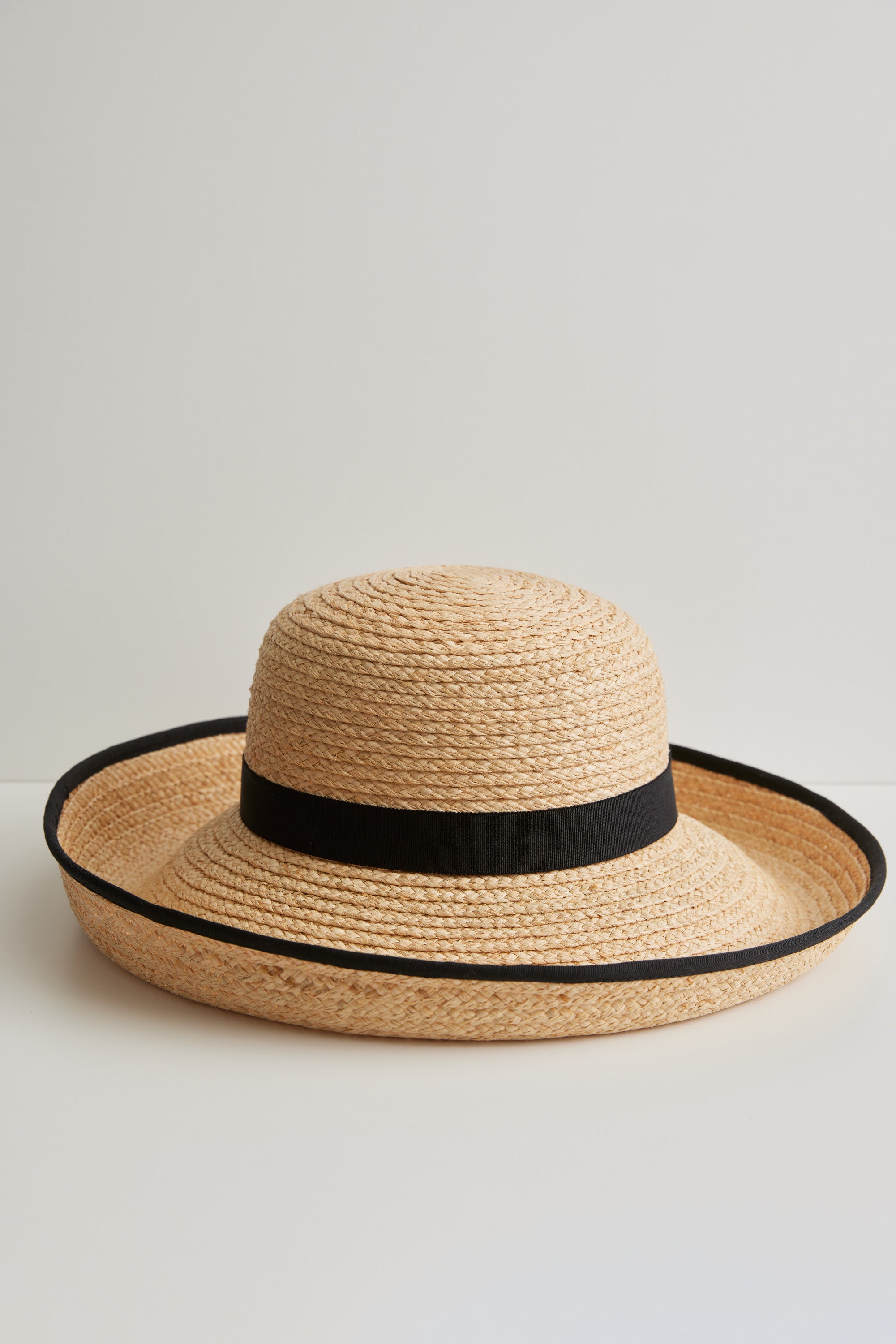 Poppy straw hat - Removable ribbon in black